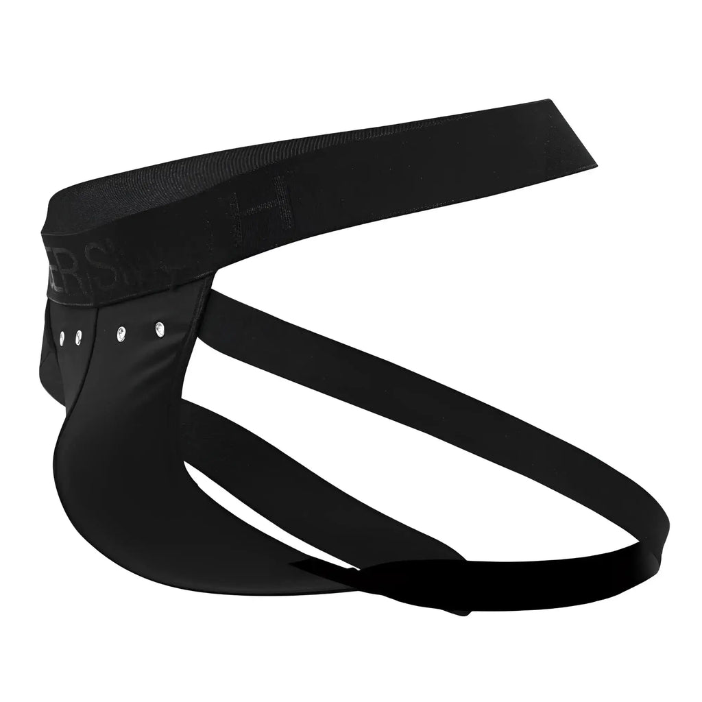 Black men’s briefs roger smuth rs088 jock-thong with sleek elastic waistband and silver stud accents in black