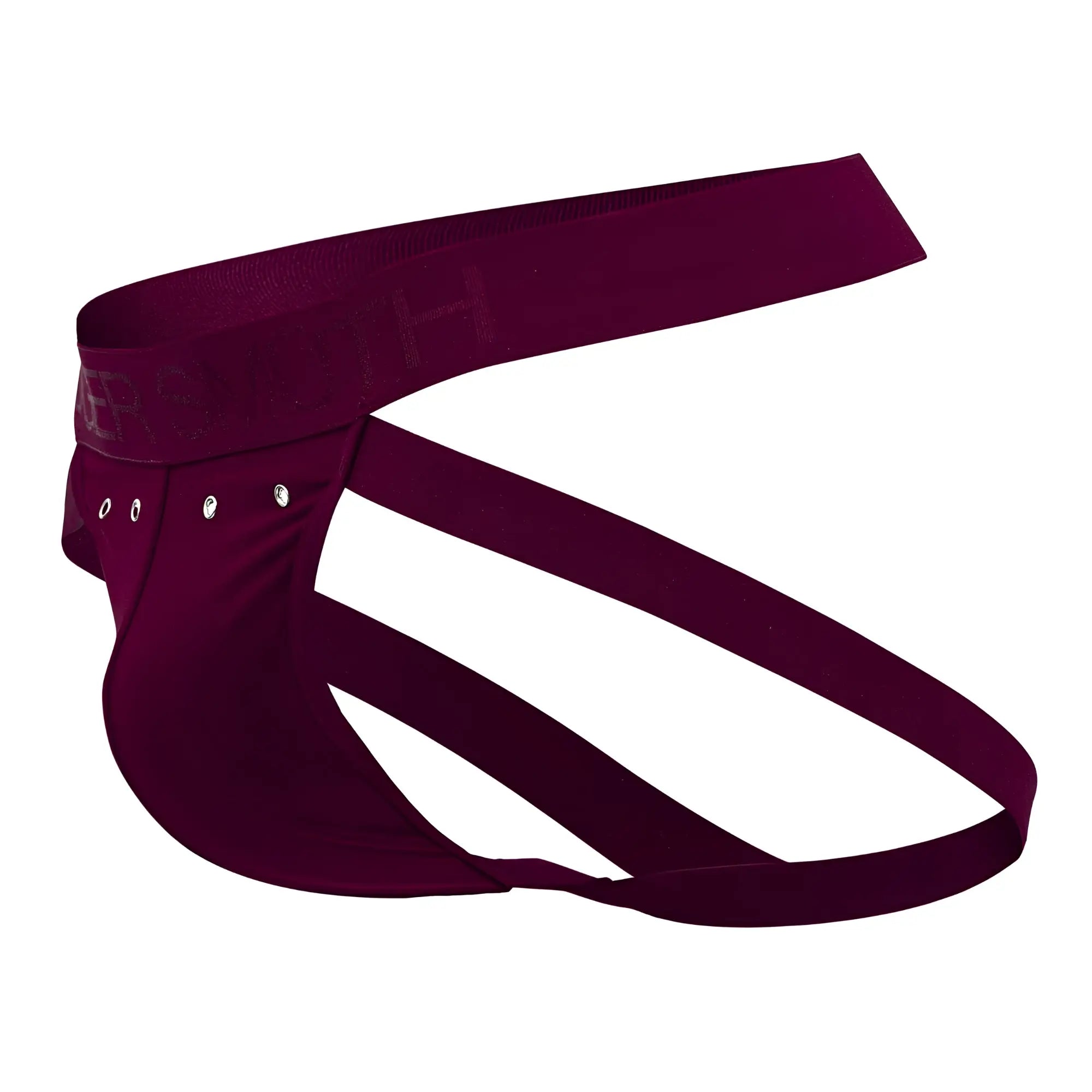 Maroon roger smuth rs088 jock-thong briefs with supportive contoured design and silver hardware accents