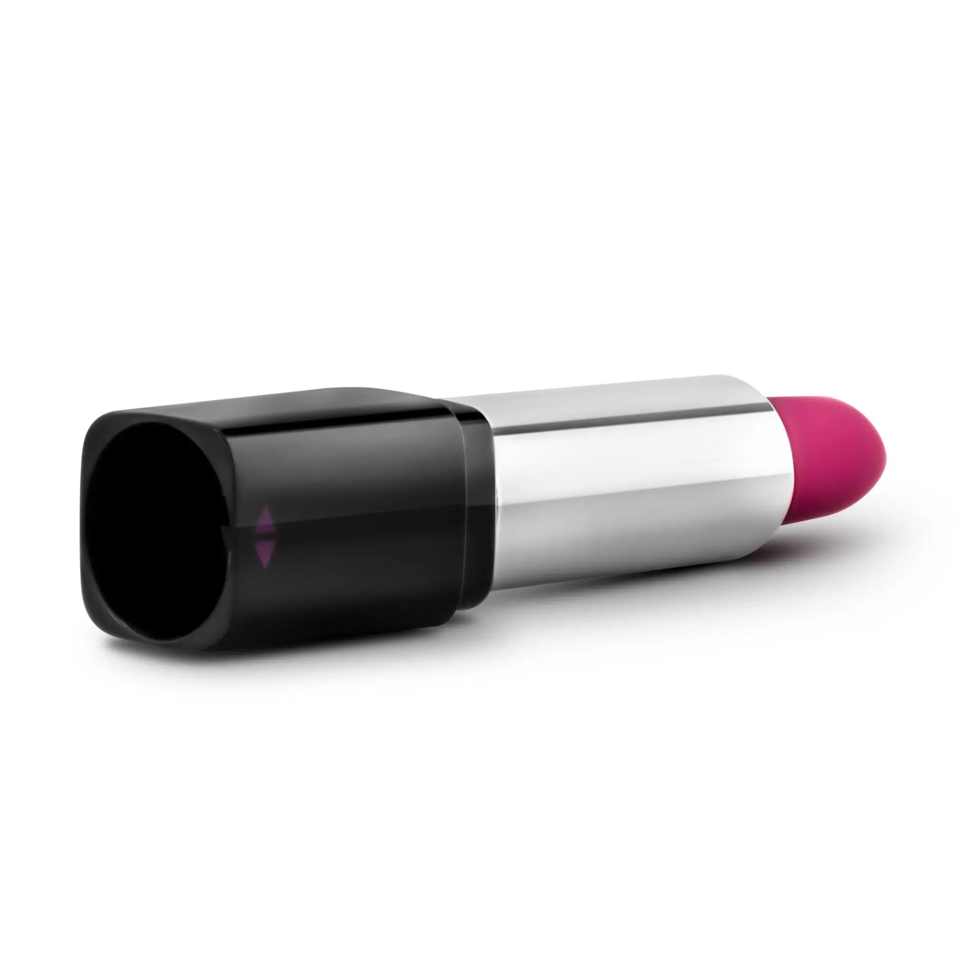 Fuchsia rose rose lipstick vibe black with sleek black cap and metallic silver body for vibrant lip color