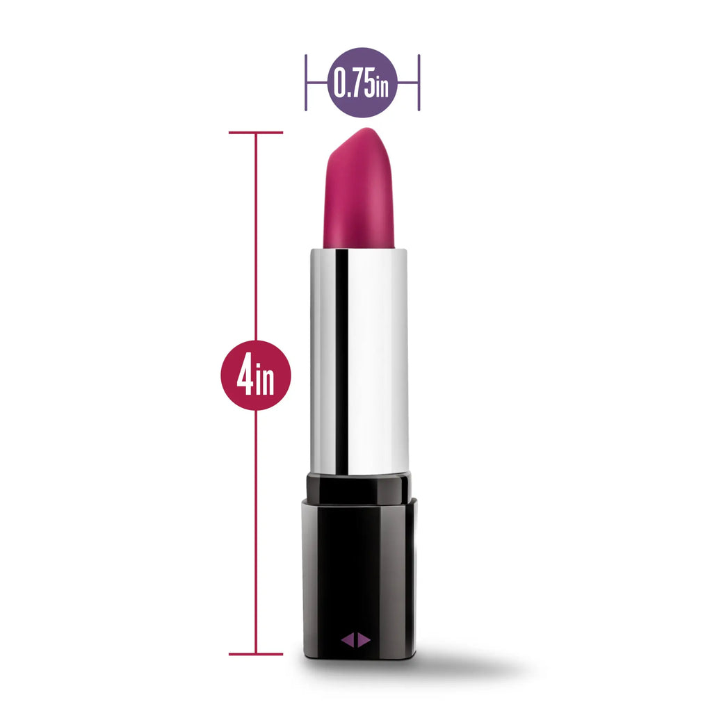 A sleek 4-inch rose rose lipstick vibe black with a vibrant magenta bullet and metallic silver body with black caps