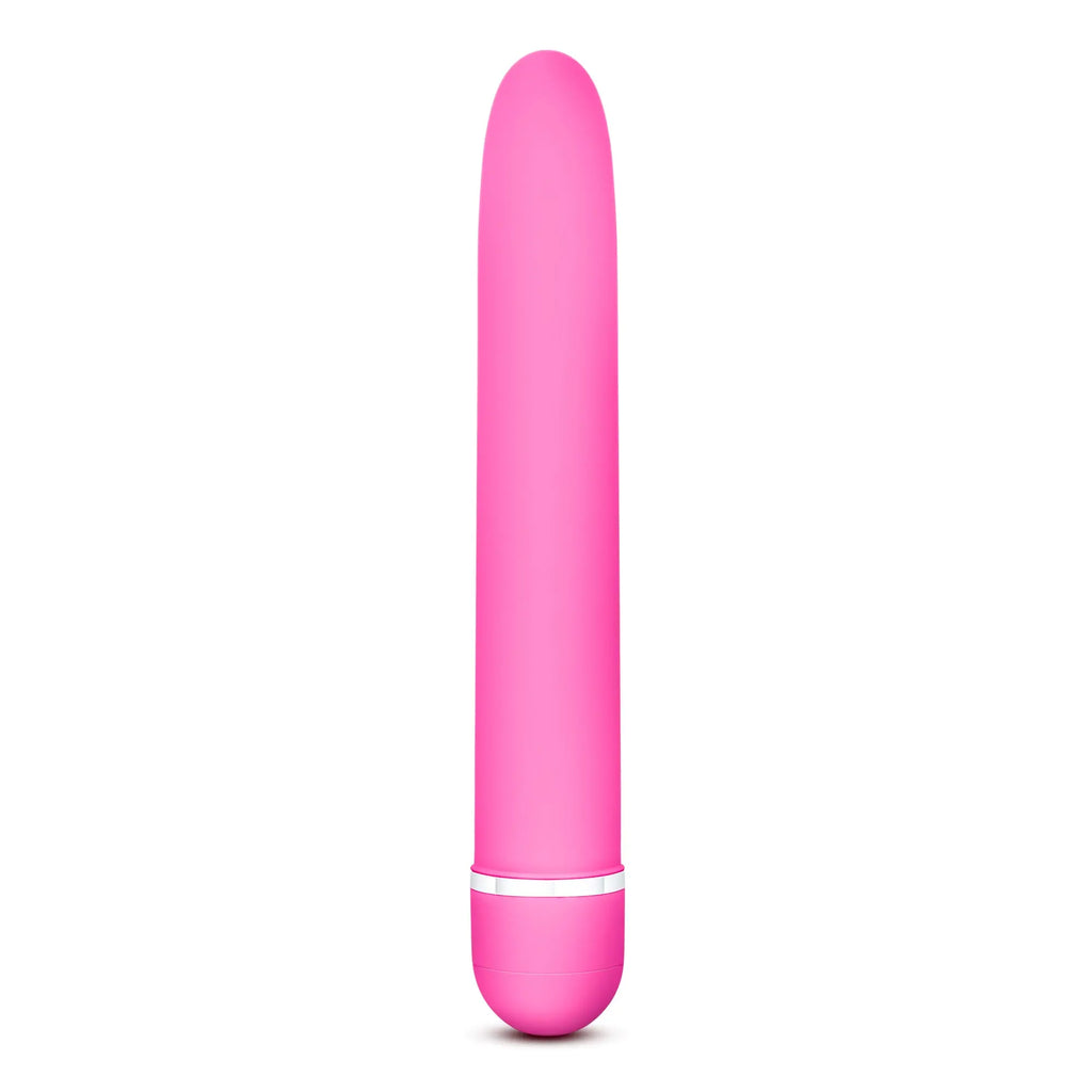 Rose Rose Luxuriate Pink silicone vibrational wand with smooth rounded design and silver accent ring near the base