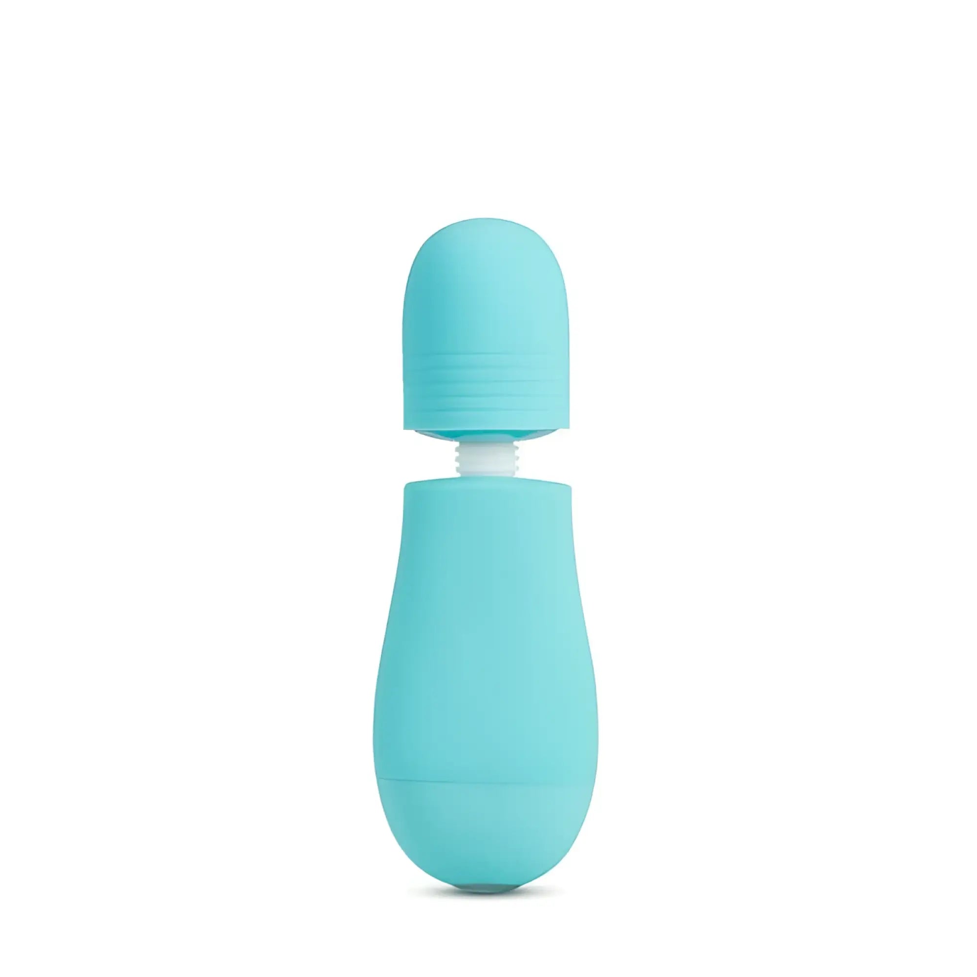 Rose rose petite massage wand in light blue silicone with rounded head and smooth ergonomic body for gentle massage
