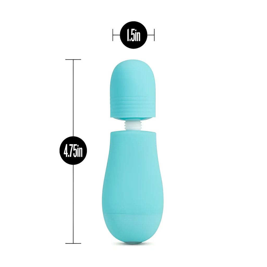 Rose rose petite massage wand blue featuring a sleek light blue silicone wrapped rounded head and tapered body vibrator
