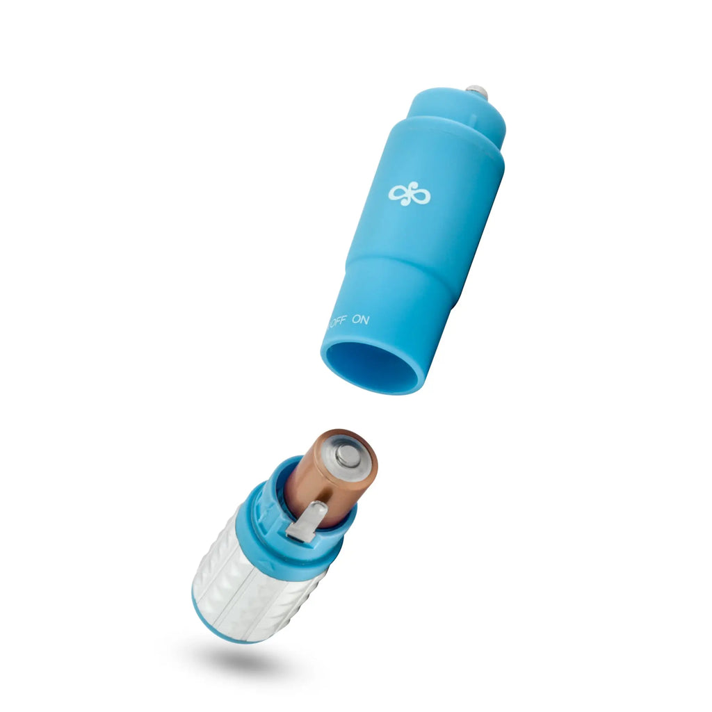 Blue silicone-capped usb charging cable with metallic connector and textured grip for rose rose revitalize massage kit blue