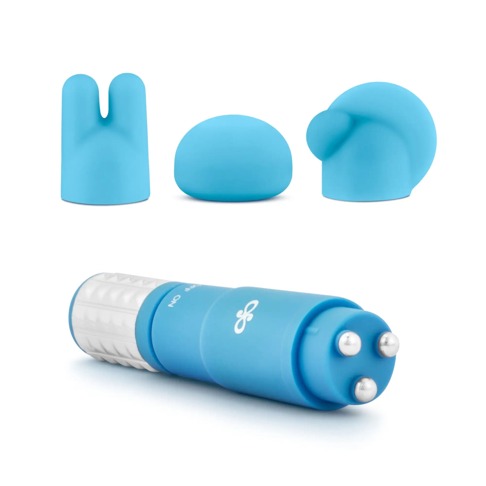 Blue silicone massage wand from rose rose revitalize massage kit with three interchangeable heads and textured grip handle