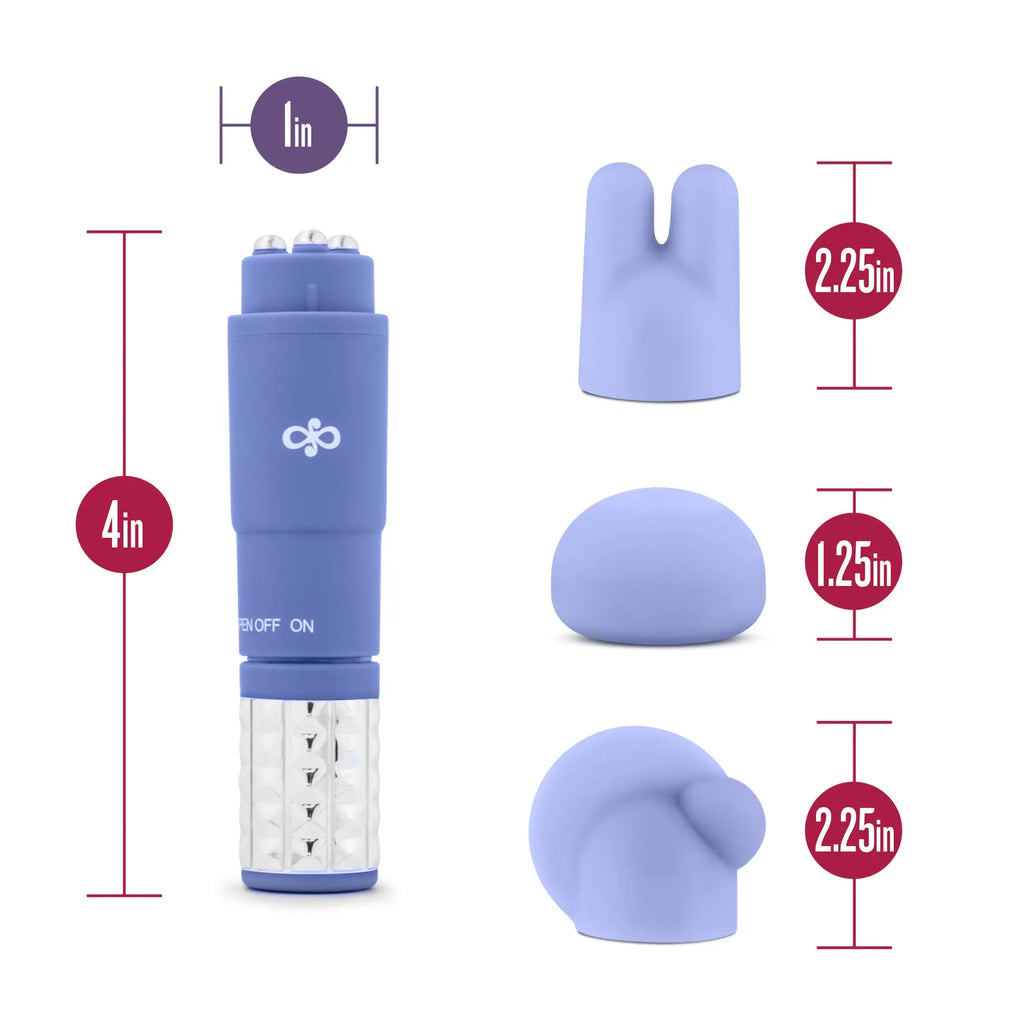 Blue silicone vibratory wand with interchangeable heads from rose rose revitalize massage kit periwinkle