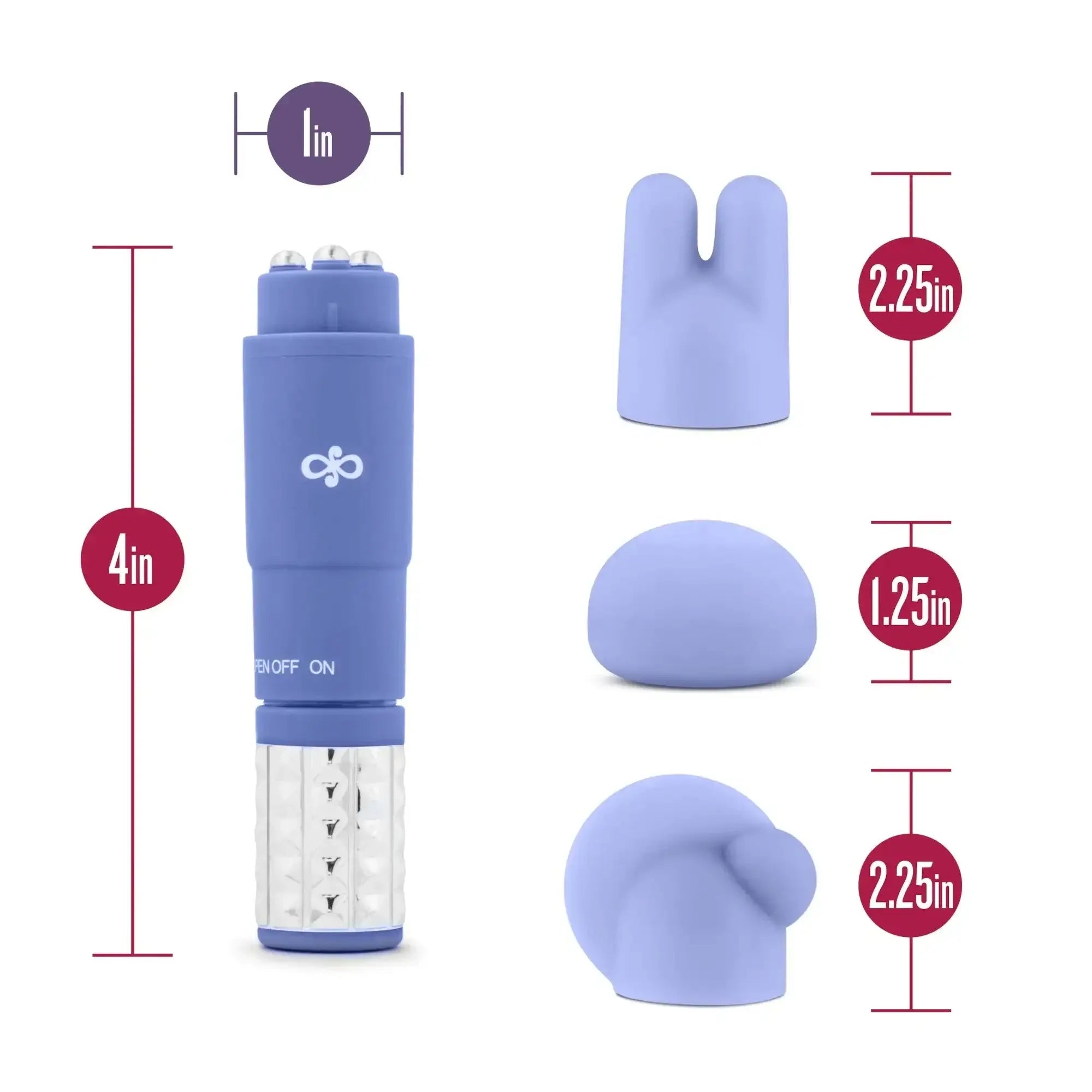 Blue silicone vibratory wand with interchangeable heads from rose rose revitalize massage kit periwinkle