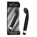 Black rose scarlet g vibratory wand with smooth satin finish and silver metallic band at the base