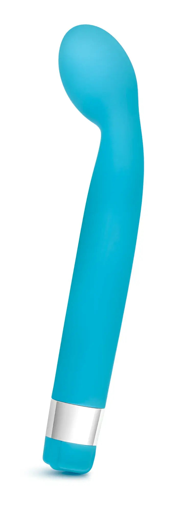 Turquoise silicone vibrato wand with silver metallic band at base from rose rose scarlet g blue collection