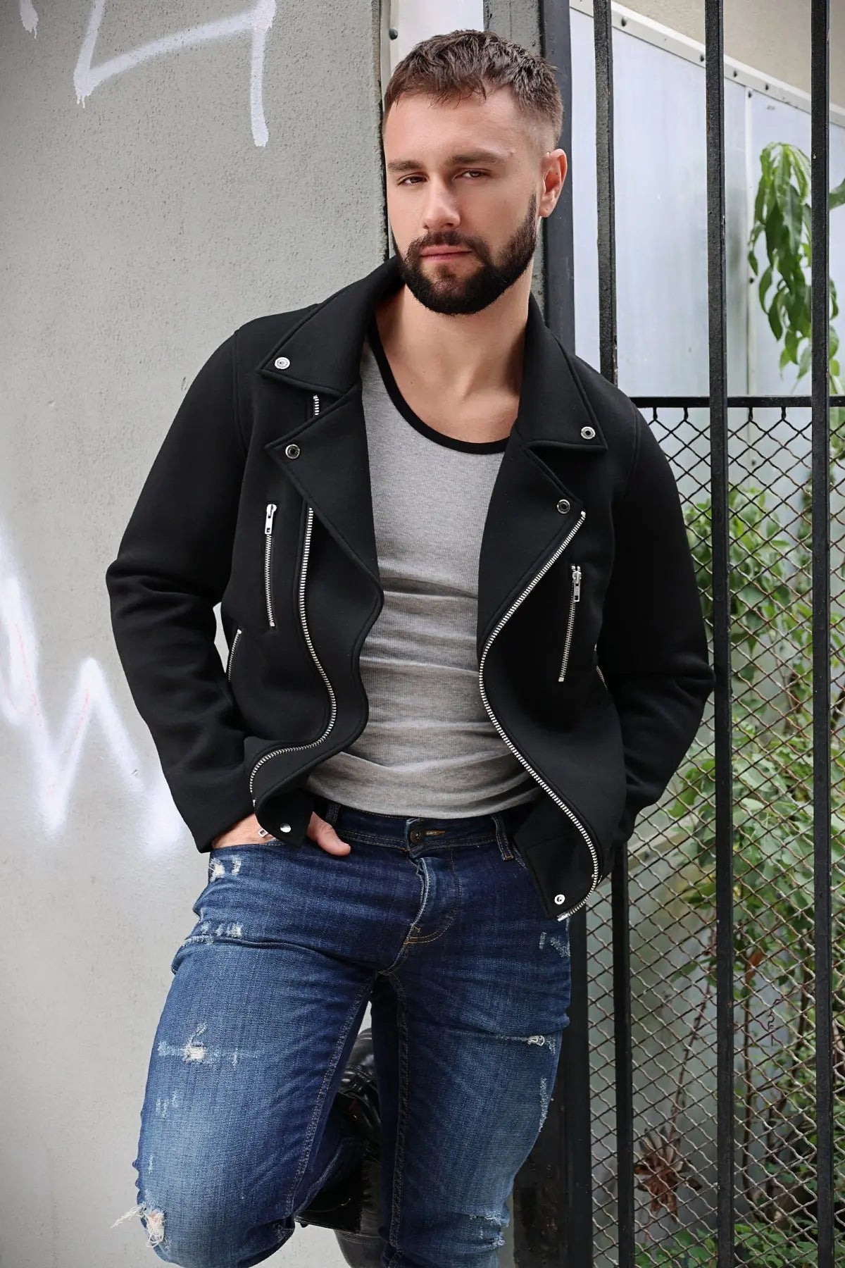 Breedwell Gay Men's Rough & Ready Biker Jacket