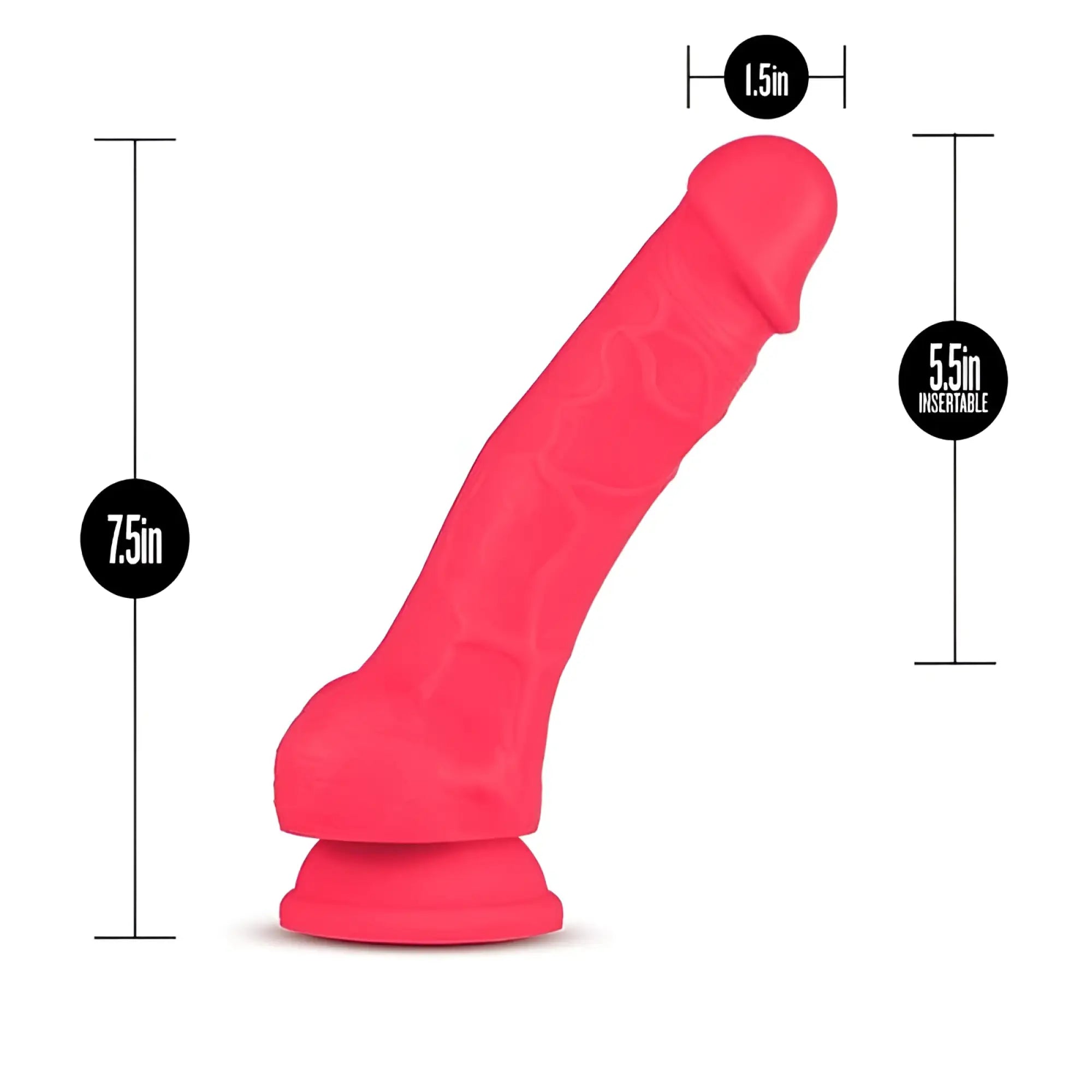 Bright pink ruse ruse hypnotize cerise dildo 7.5 inch silicone with textured surface and rounded stable base