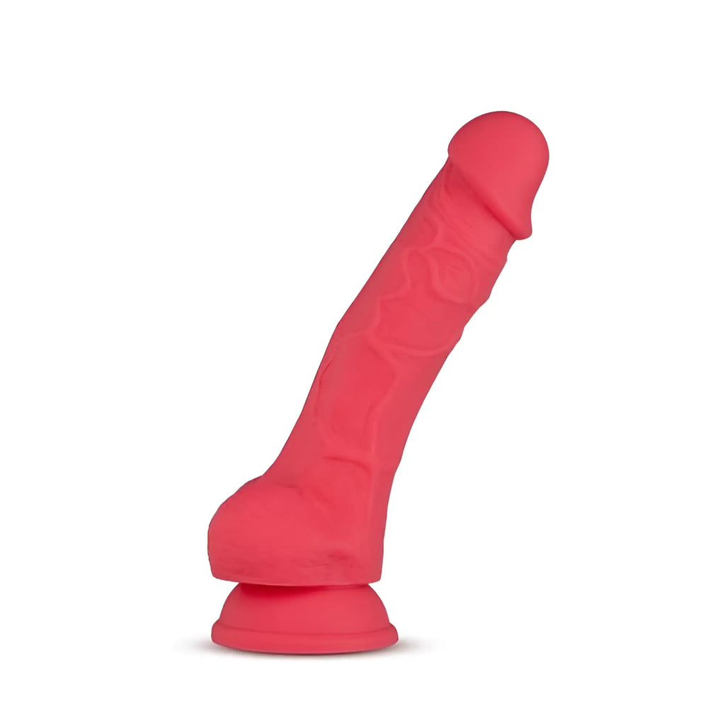 Pink silicone dildo with textured surface and rounded head from ruse ruse hypnotize cerise dildo product line