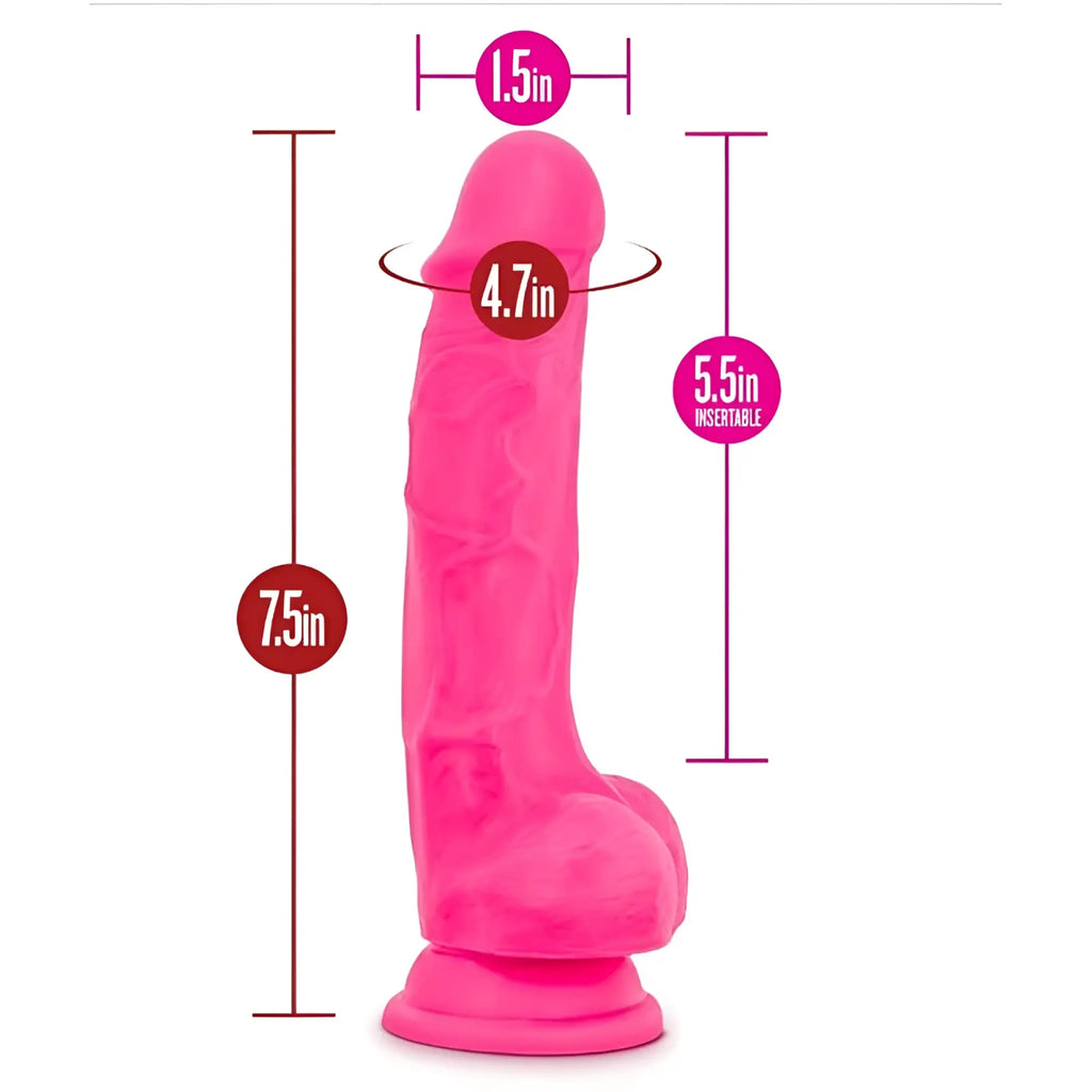 Bright pink silicone dildo with textured surface and rounded base from ruse ruse hypnotize collection