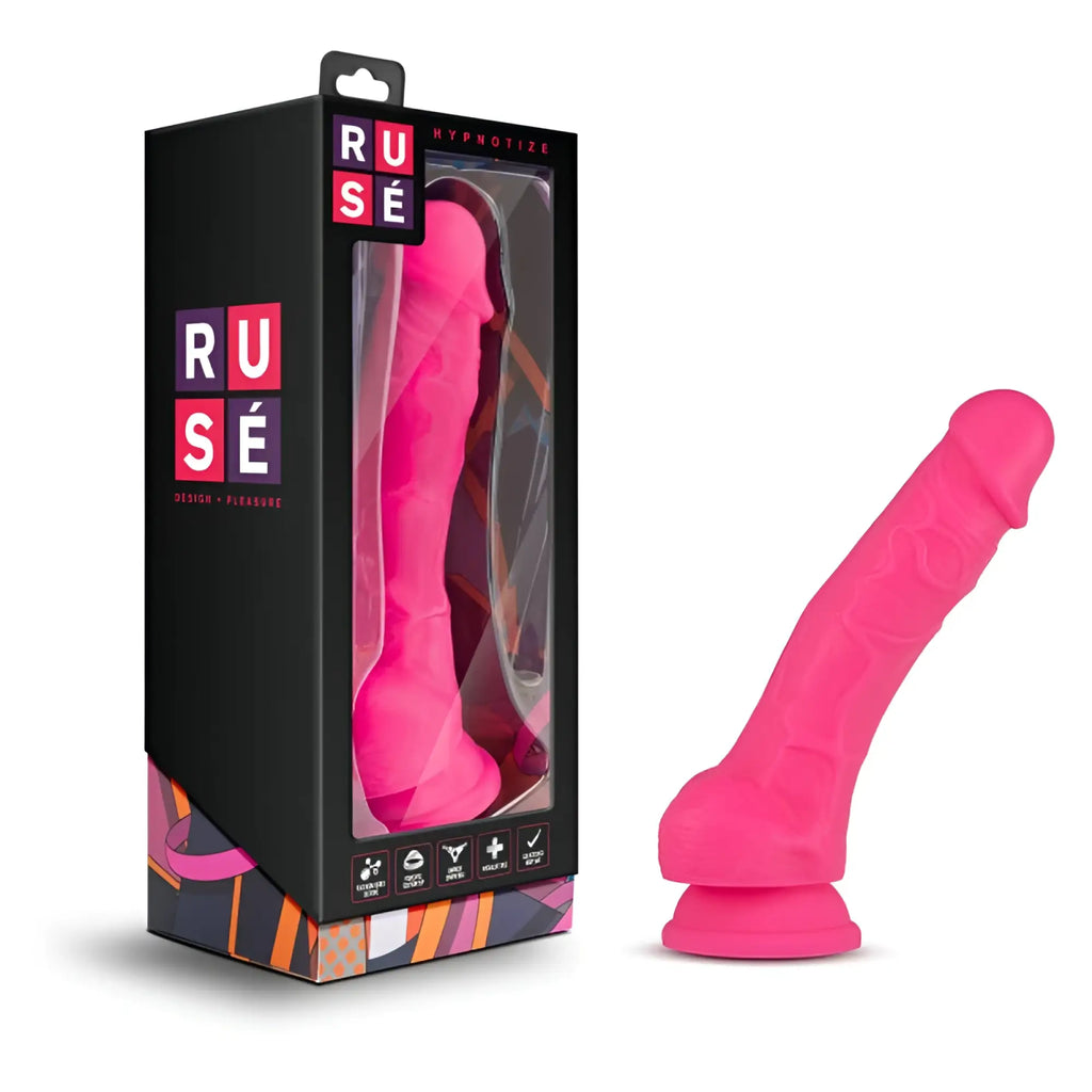 Vibrant pink silicone dildo by Ruse model Hypnotize designed for adult pleasure and stimulation