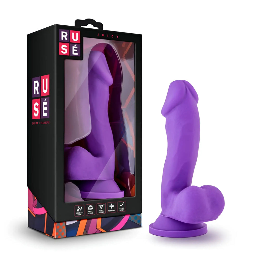 Purple silicone adult toy by ruse with a smooth ergonomic design and rounded stable base for comfortable use
