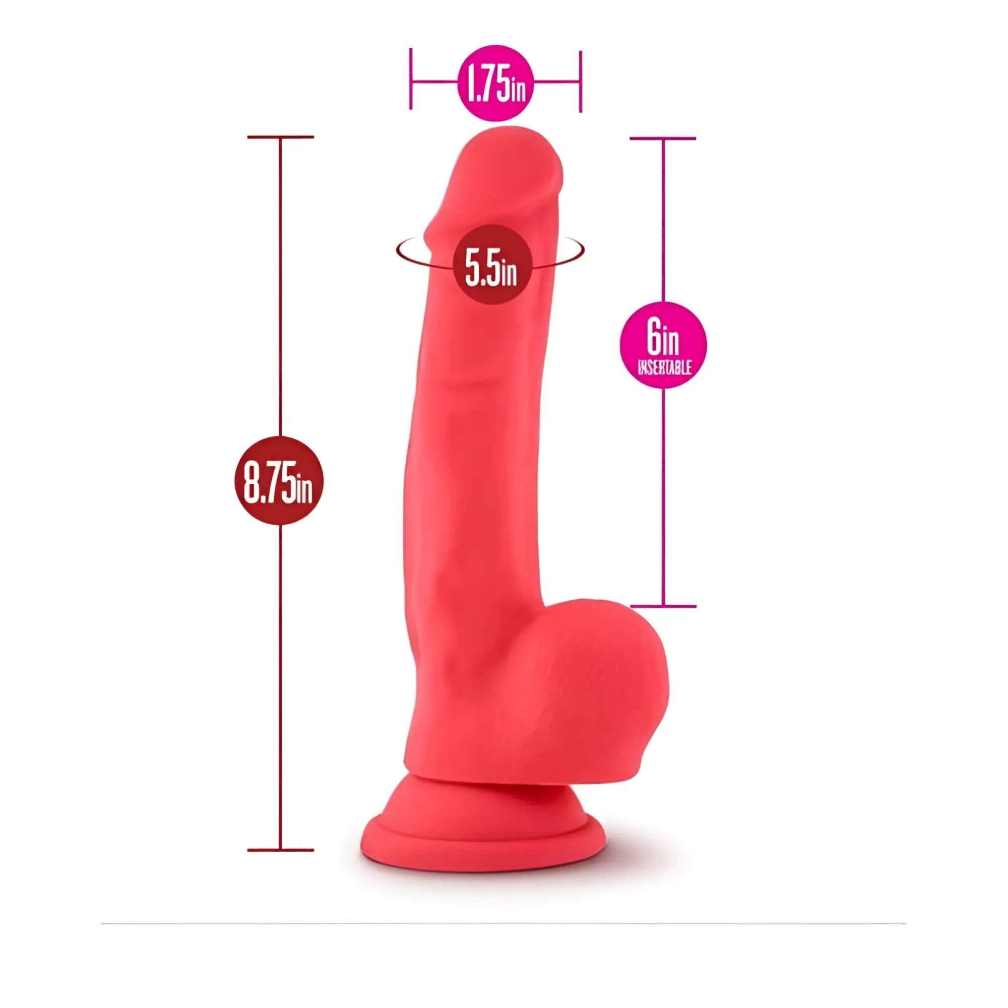 Bright pink silicone dildo with rounded base and detailed anatomical design ruse ruse shimmy cherise dong
