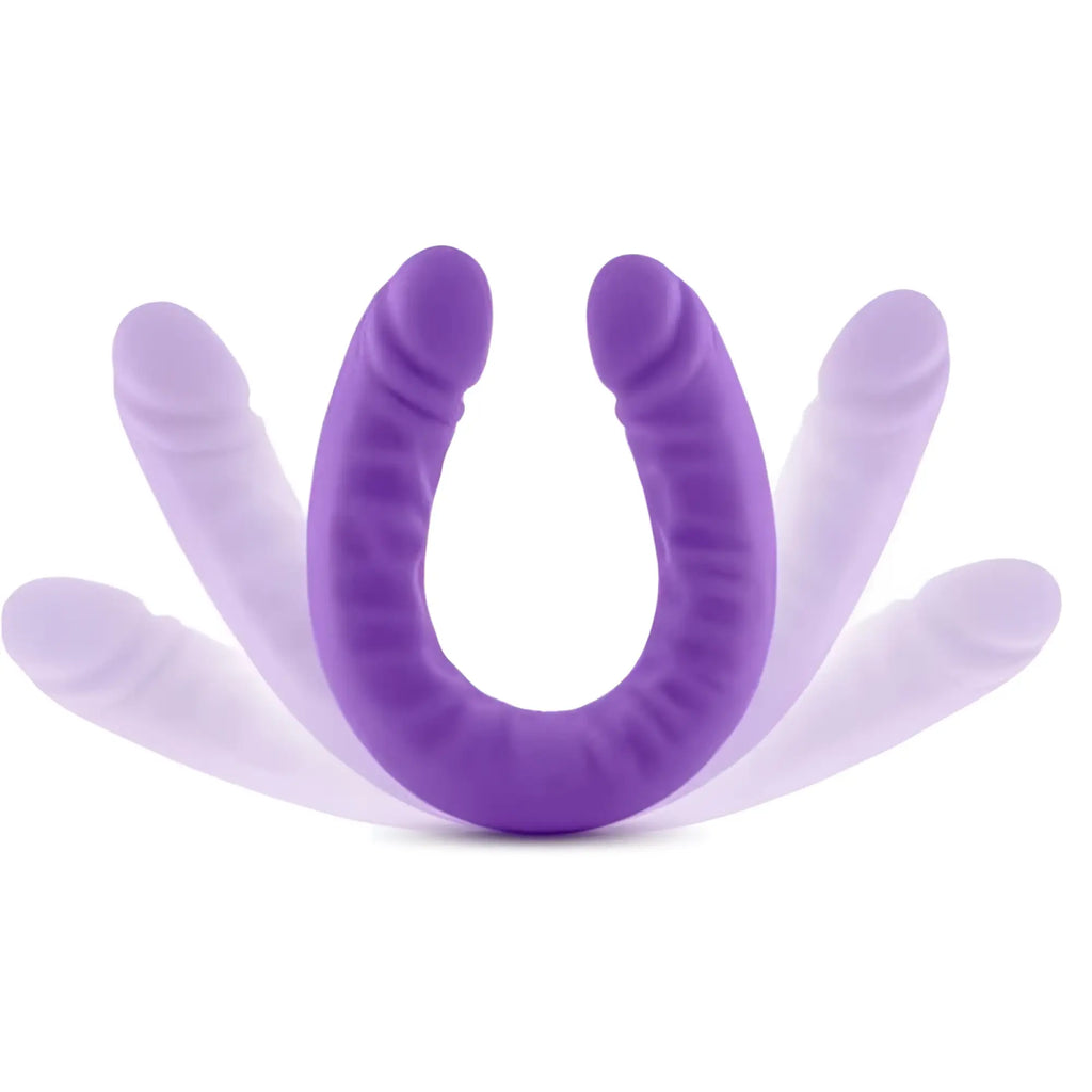 Ruse Ruse silicone slim 18in purple double dong adult toy with textured ridges and four translucent appendages