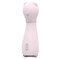 Pink silicone cat-shaped personal massager with bow tie detail and ornate power button emblem s-hande bonnie massager orchid
