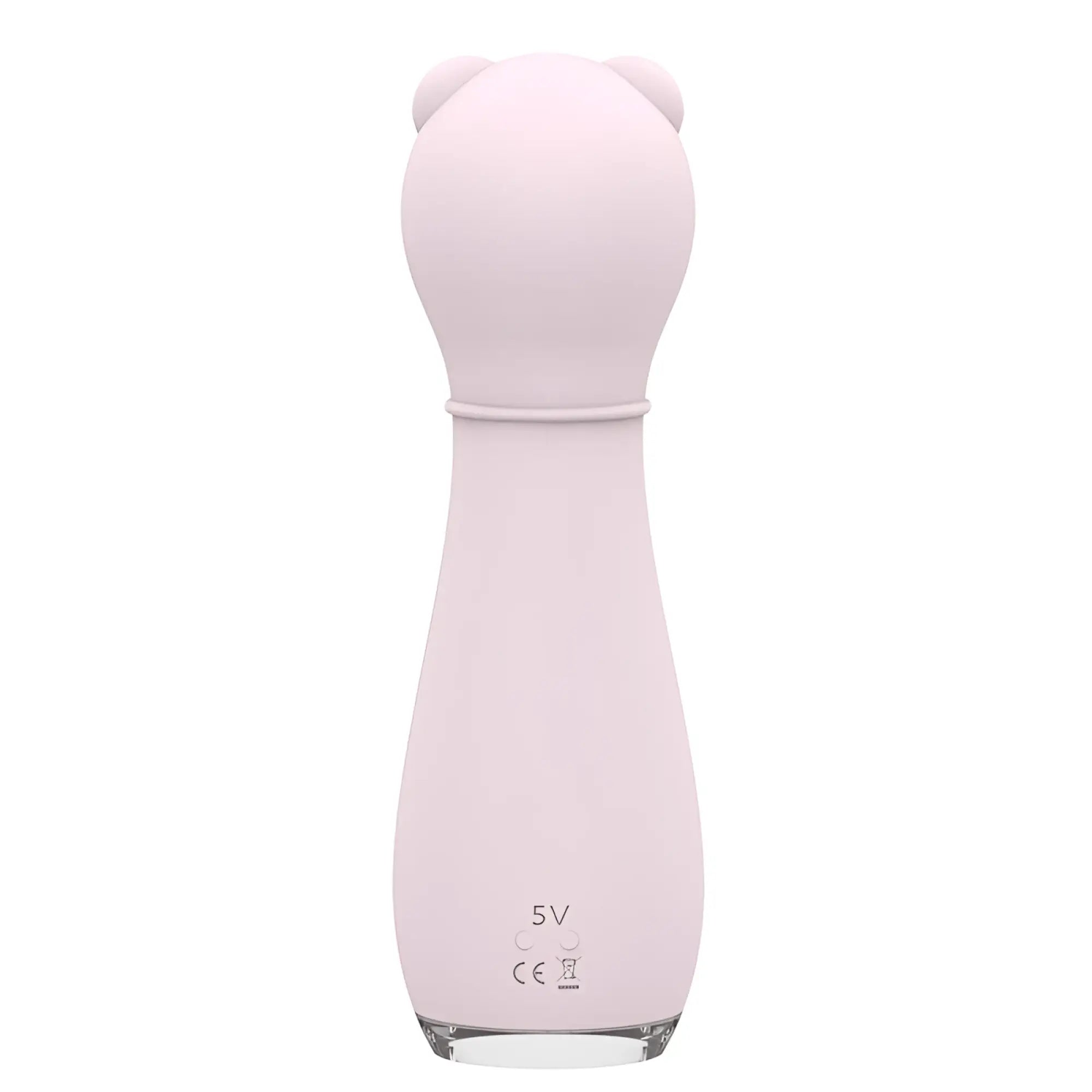 Pink silicone bear-shaped personal massager with rounded ears and smooth matte finish by s-hande bonnie orchid