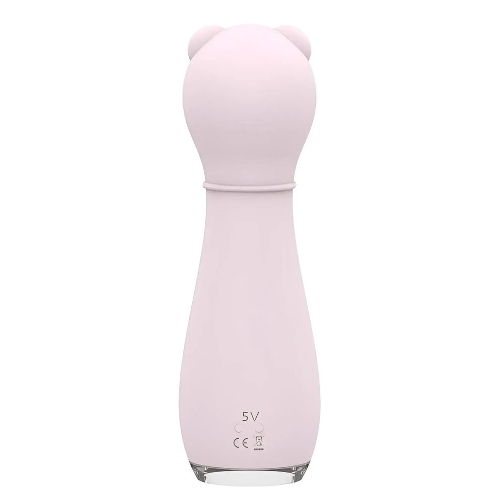 Pink silicone bear-shaped personal massager with rounded ears and smooth matte finish by s-hande bonnie orchid