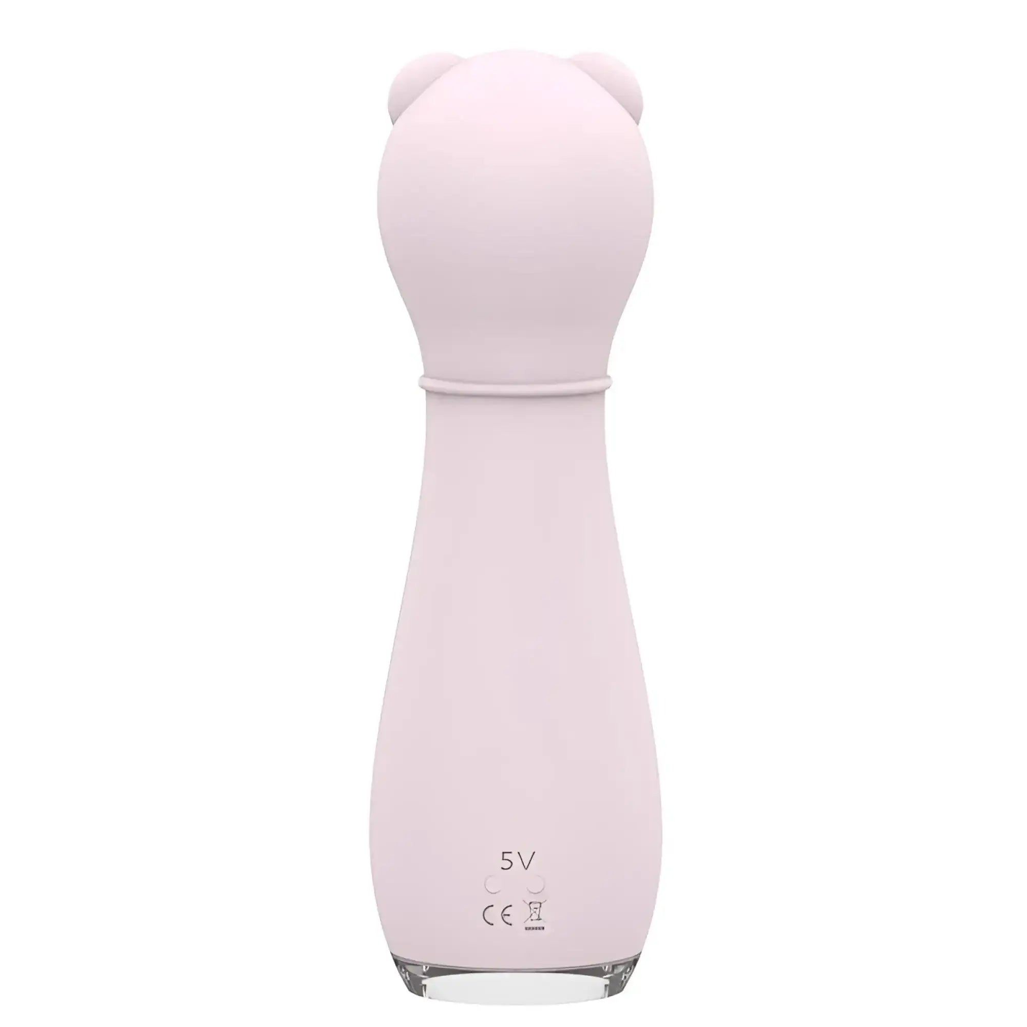 Pink silicone bear-shaped personal massager with rounded ears and smooth matte finish by s-hande bonnie orchid