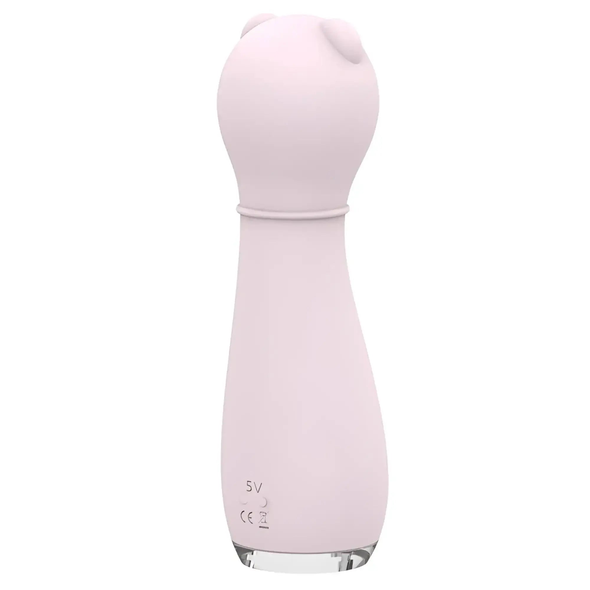 Pink silicone s-hande bonnie massager orchid with rounded bear-like head and smooth body for personal use