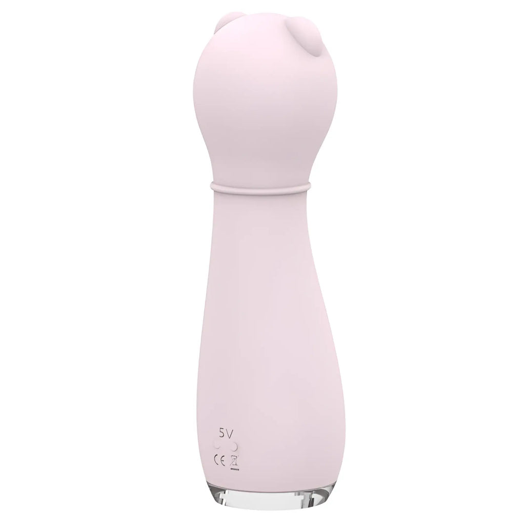 Pink silicone s-hande bonnie massager orchid with rounded bear-like head and smooth body for personal use