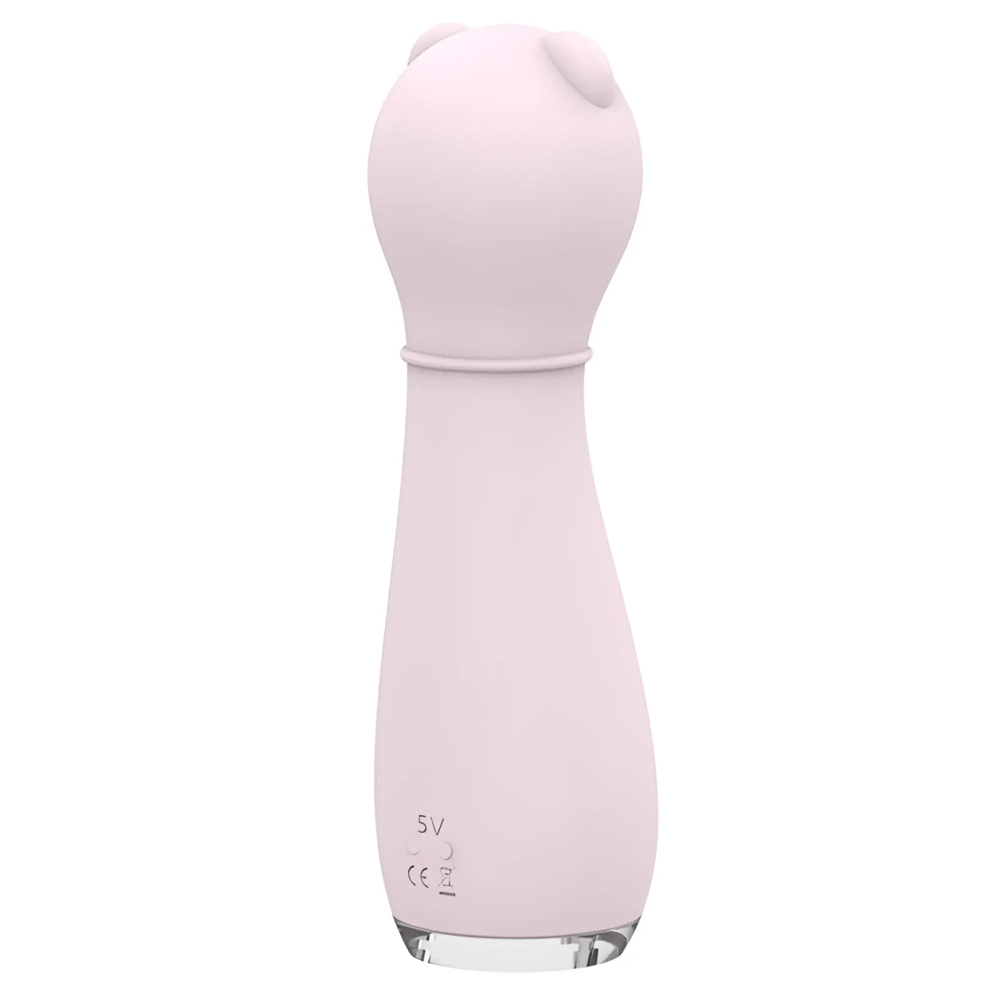 Pink silicone s-hande bonnie massager orchid with rounded bear-like head and smooth body for personal use