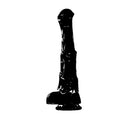 Black glossy plastic horse hoof boot s-hande duke horse dong w balls clear xxl shown from back side
