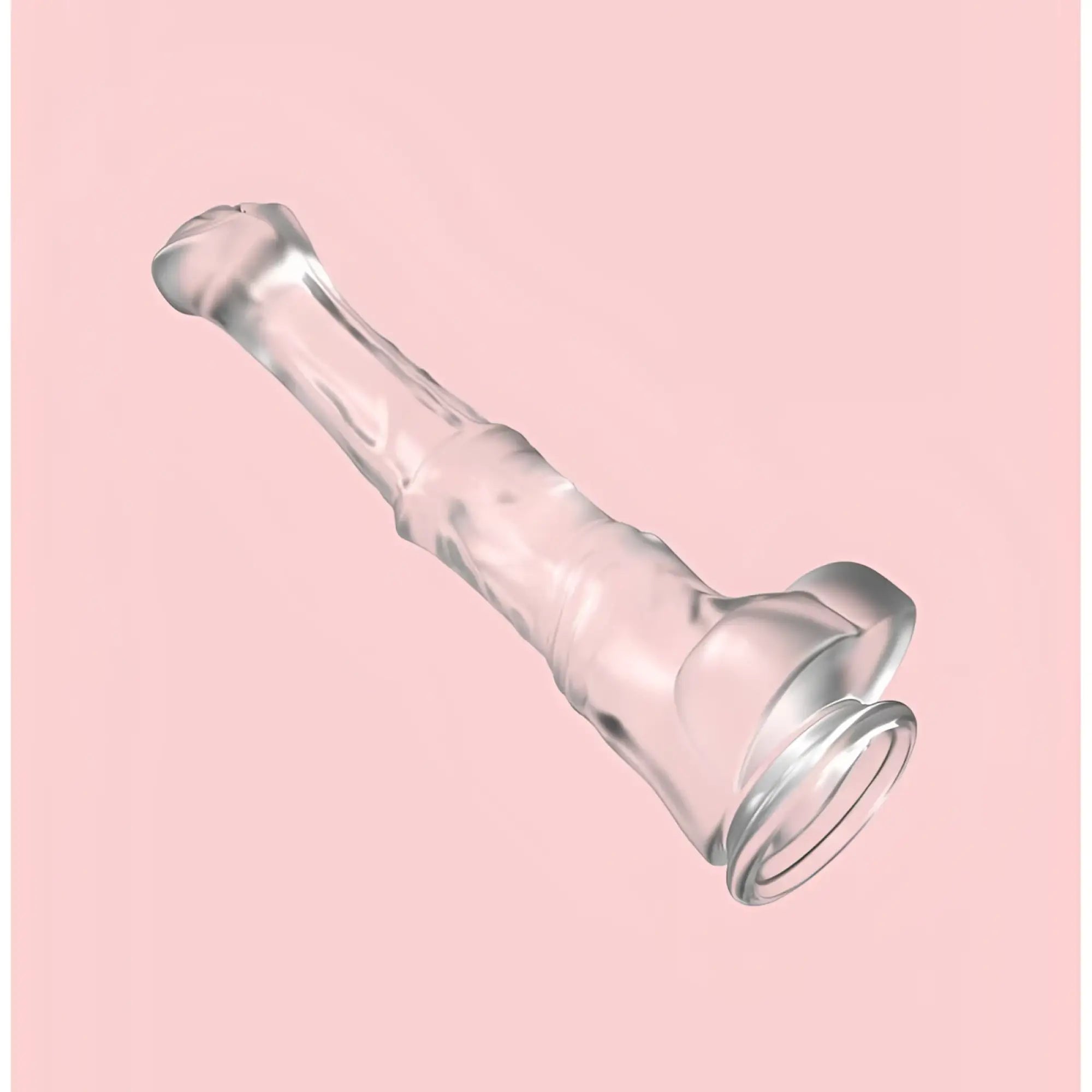 Clear silicone dildo s-hande duke horse dong with textured ridges and flared base in clear xxl size