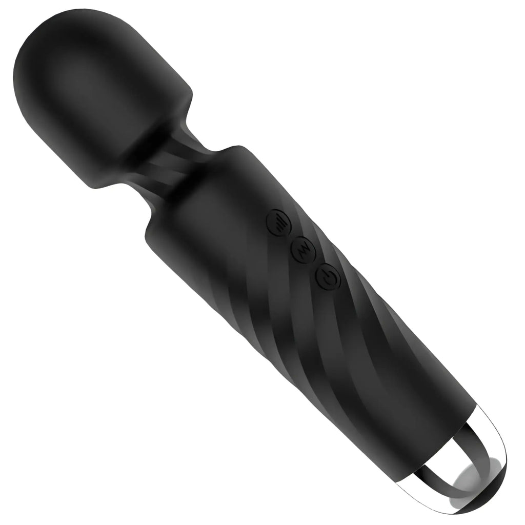 S-hande hero 2 wand black with black silicone handle glossy finish and three control buttons on the handle