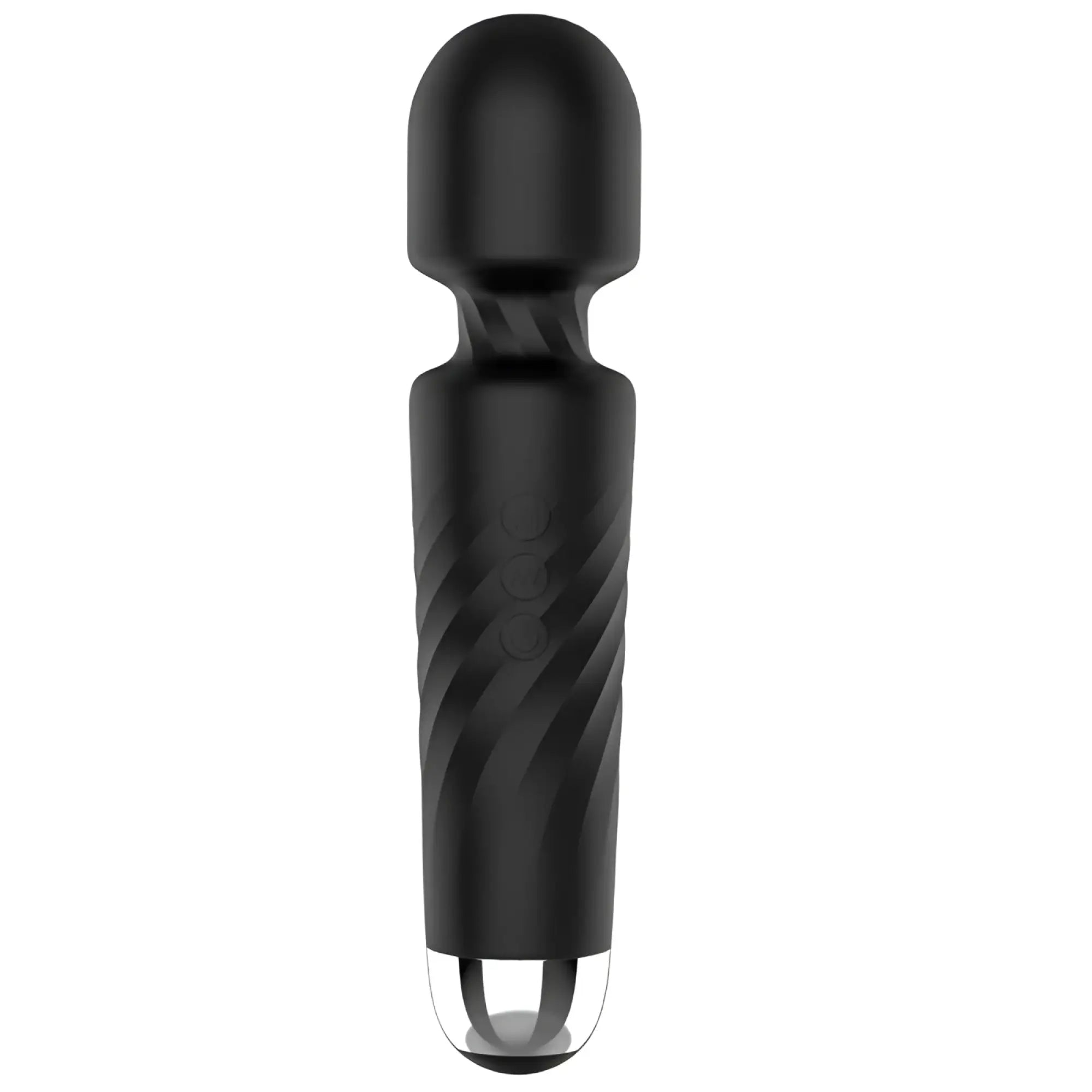 Black silicone-wrapped wand-style vibrator s-hande hero 2 with glossy finish and textured grip for ease of use