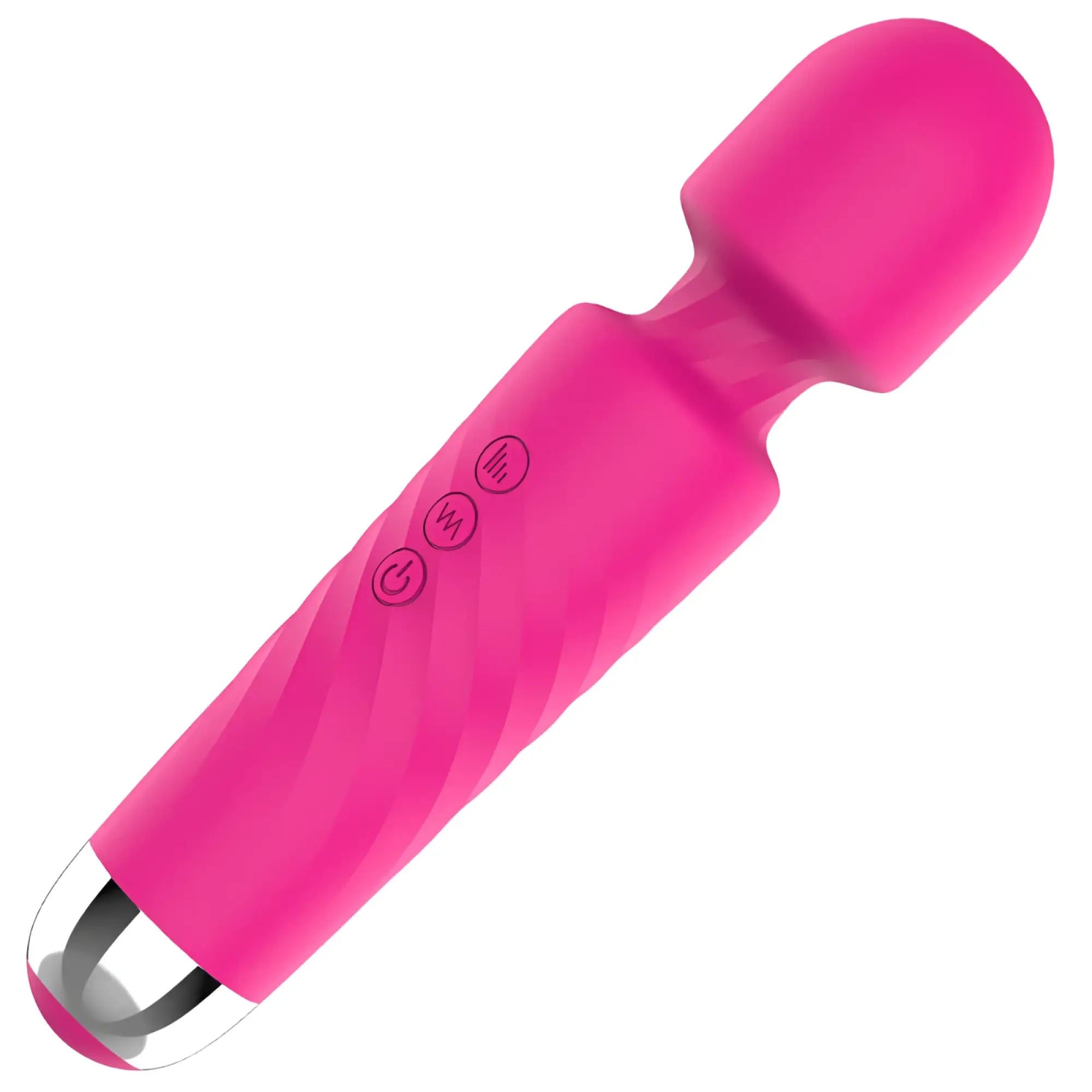S-hande Hero 2 wand massager in vibrant pink silicone with metallic silver tip and three control buttons