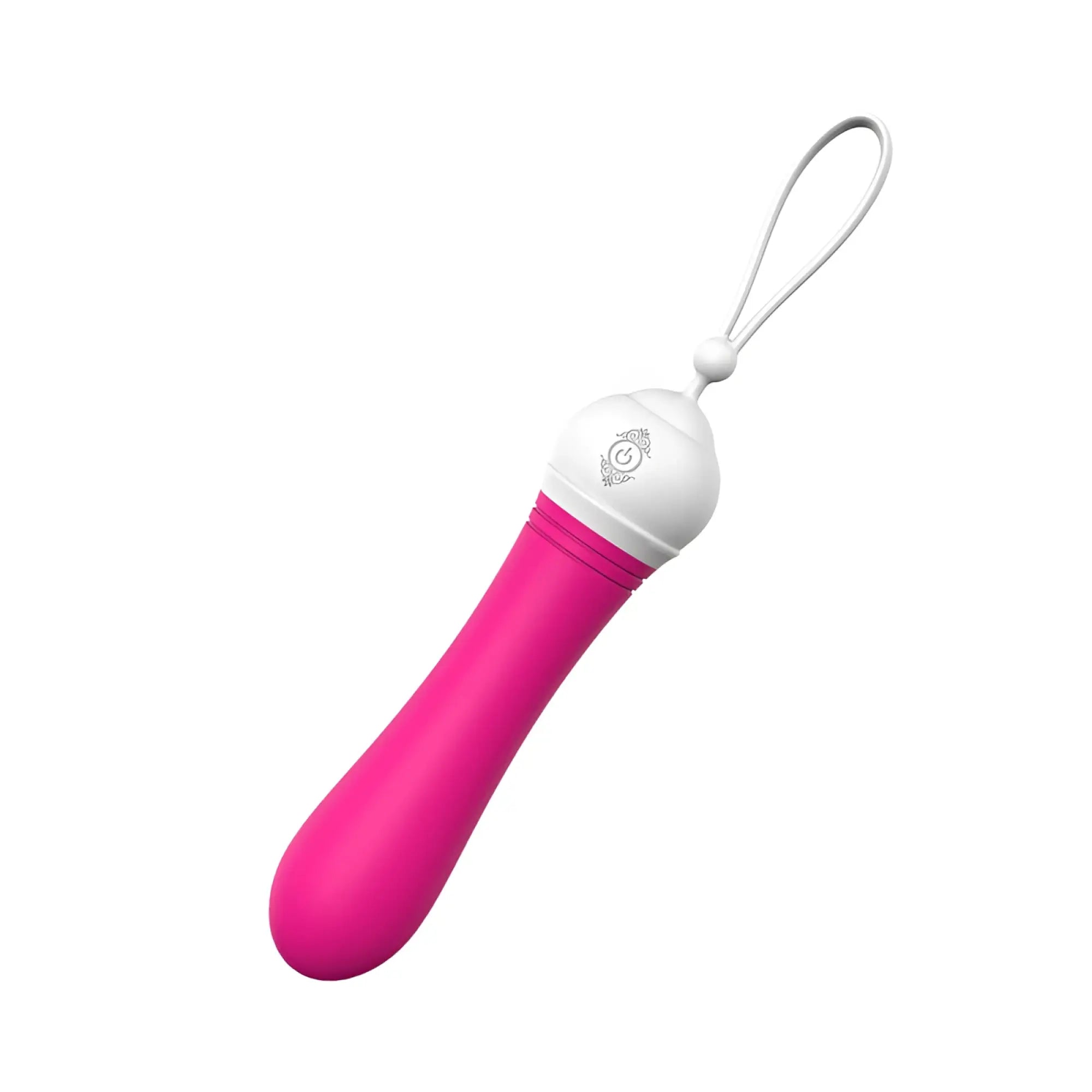S-hande kitti mini vibrator pink vibrant silicone vibratory toy with white accents and looped wrist strap