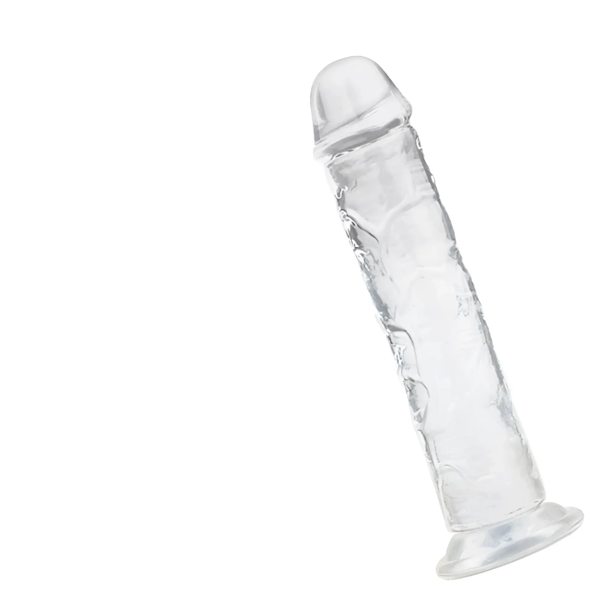 Clear transparent silicone dildo s-hande lester dong clear m with textured ridges and rounded head