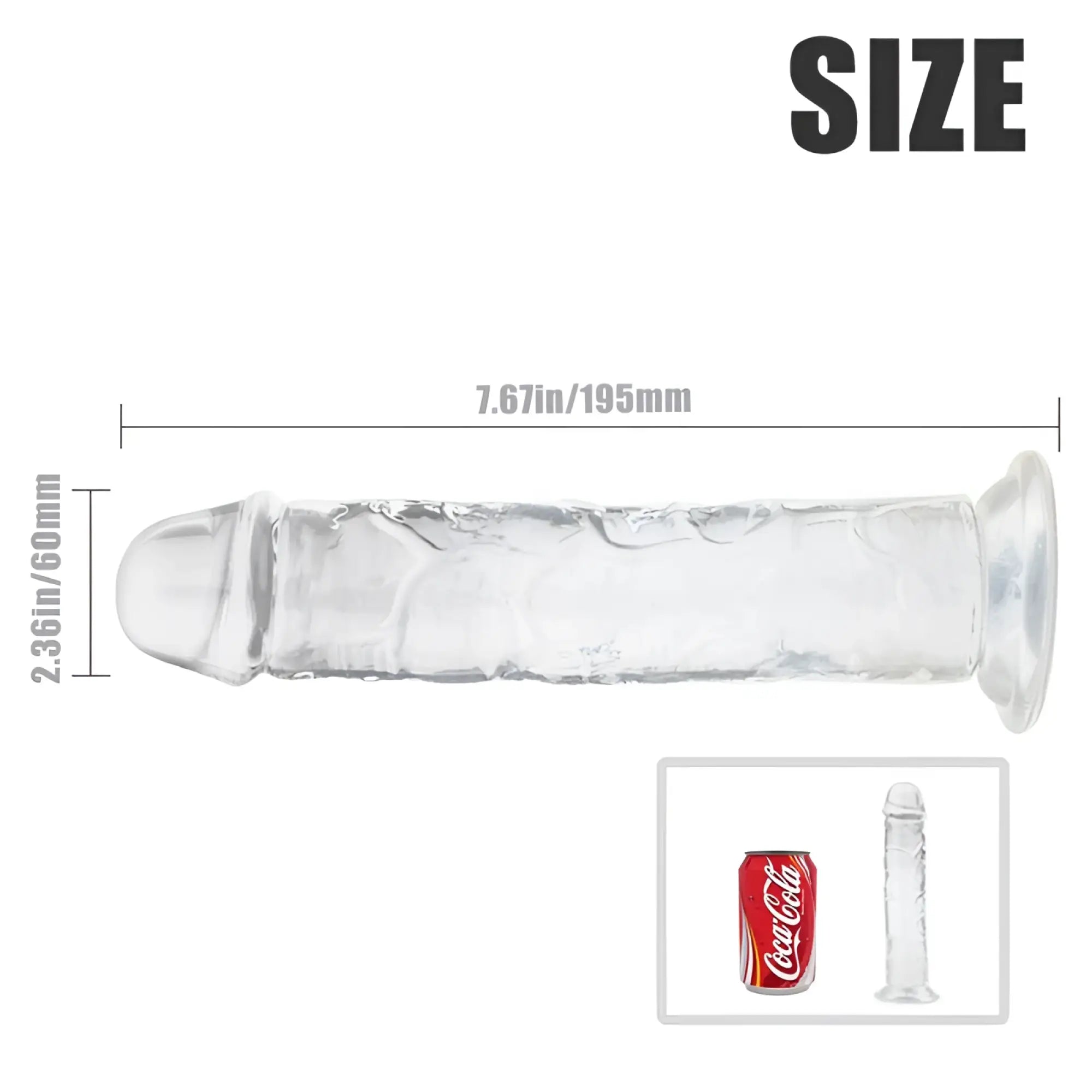 Clear transparent silicone dildo s-hande lester dong clear m with textured ridges and rounded head