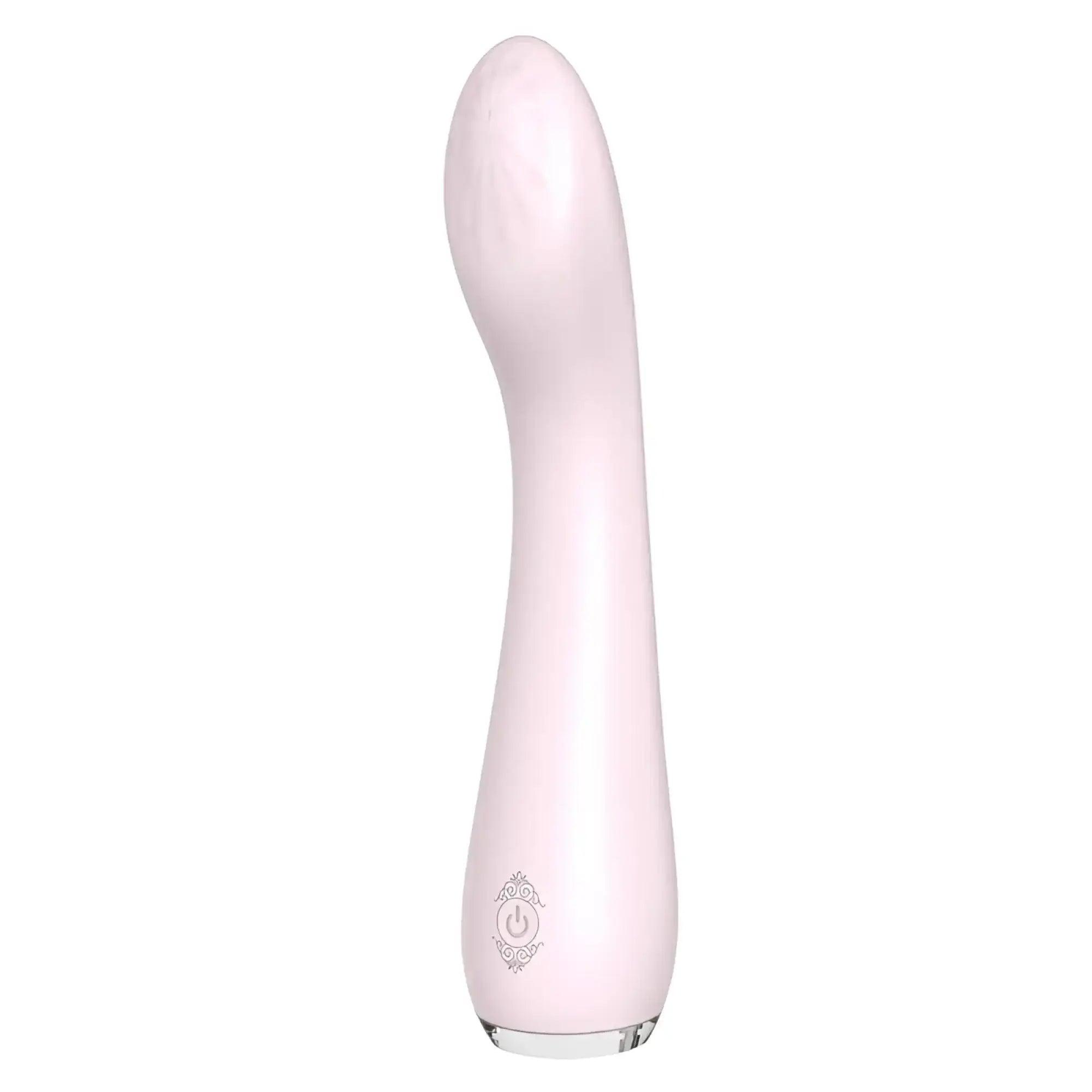 S-hande lisa massager orchid pale pink silicone vibrator with smooth curved design and ornate power button near base
