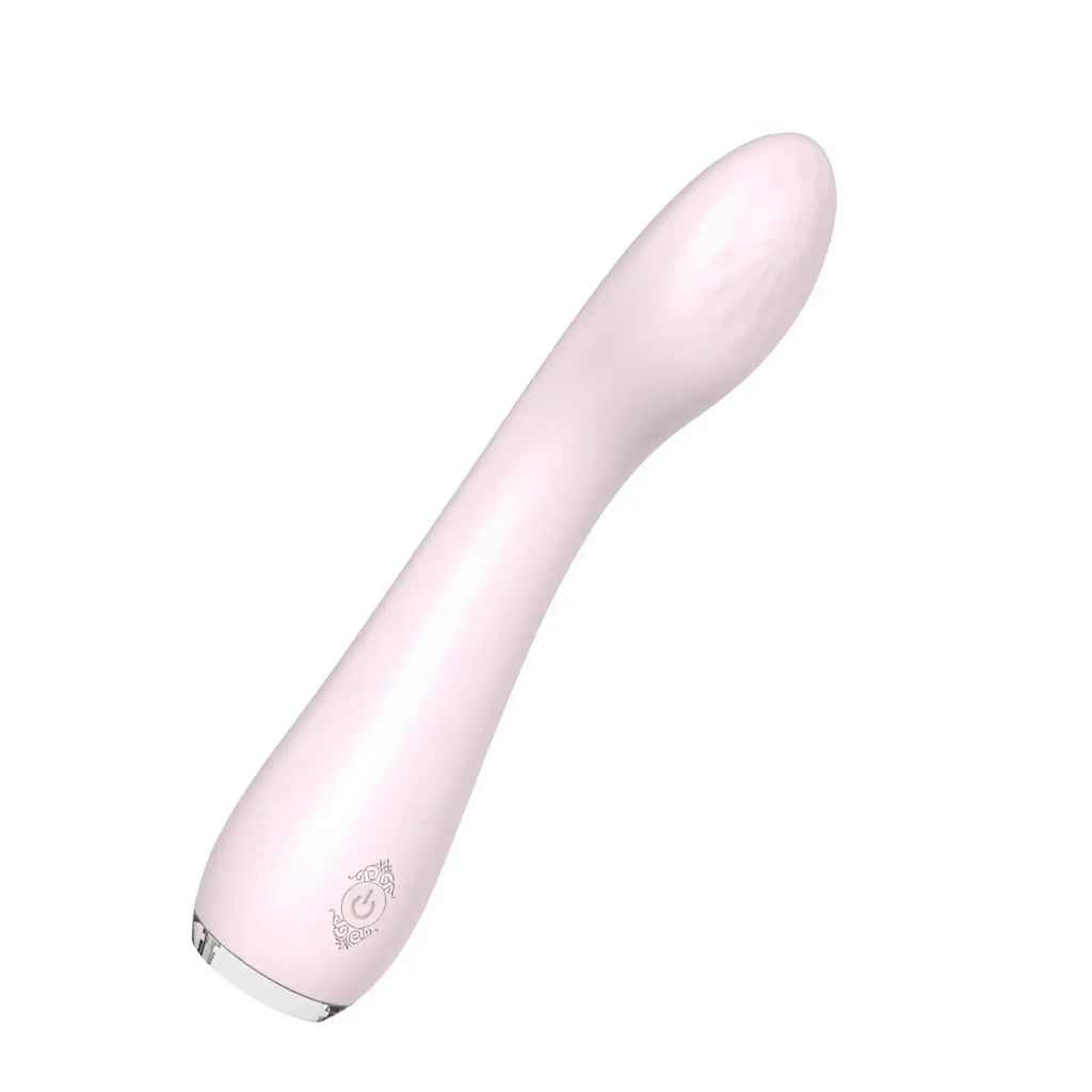 S-hande lisa massager orchid sleek pale pink silicone vibrator with smooth curved design and silver metallic base