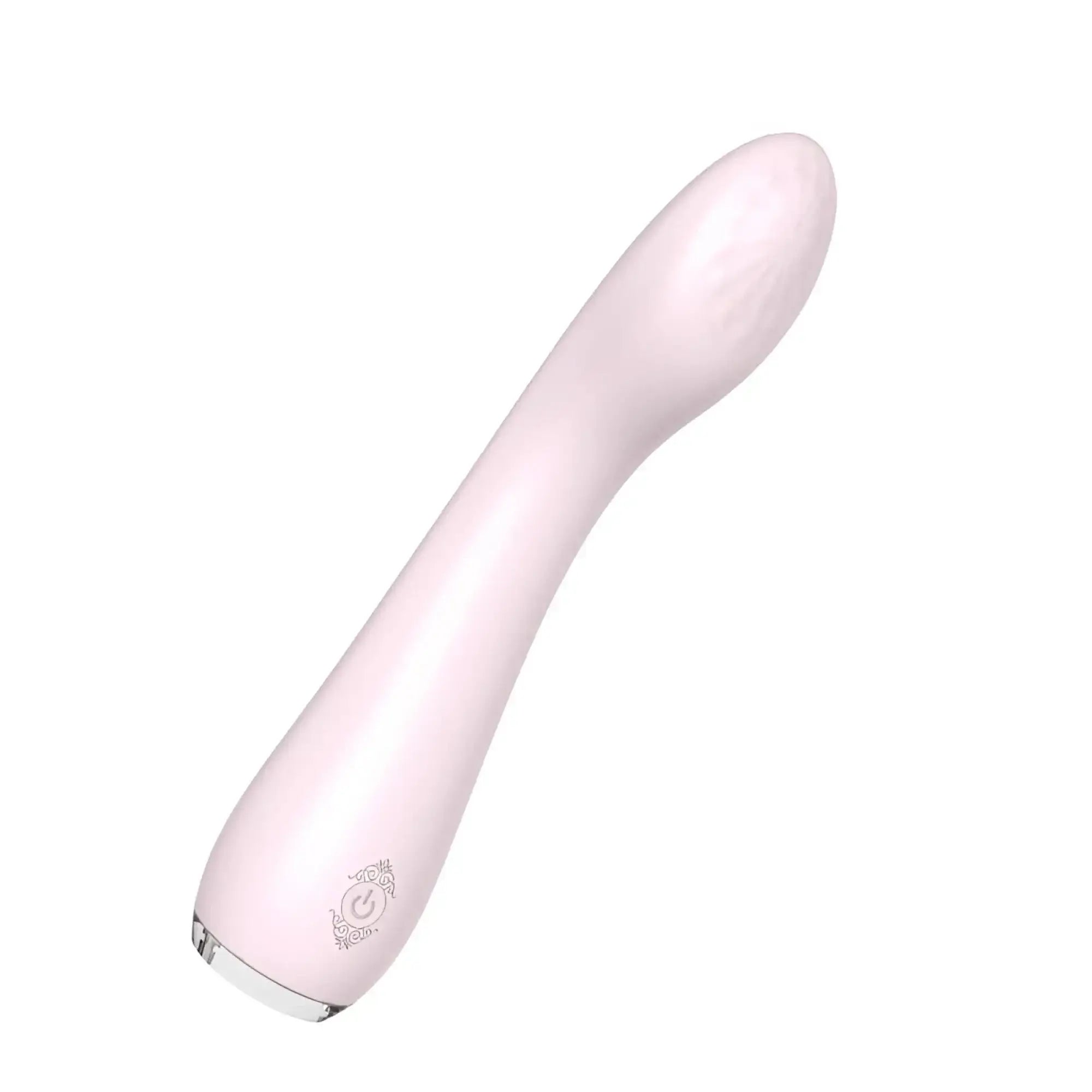 S-hande lisa massager orchid sleek pale pink silicone vibrator with smooth curved design and silver metallic base