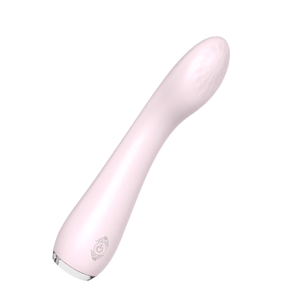 S-hande lisa massager orchid sleek pale pink silicone vibrator with smooth curved design and silver metallic base