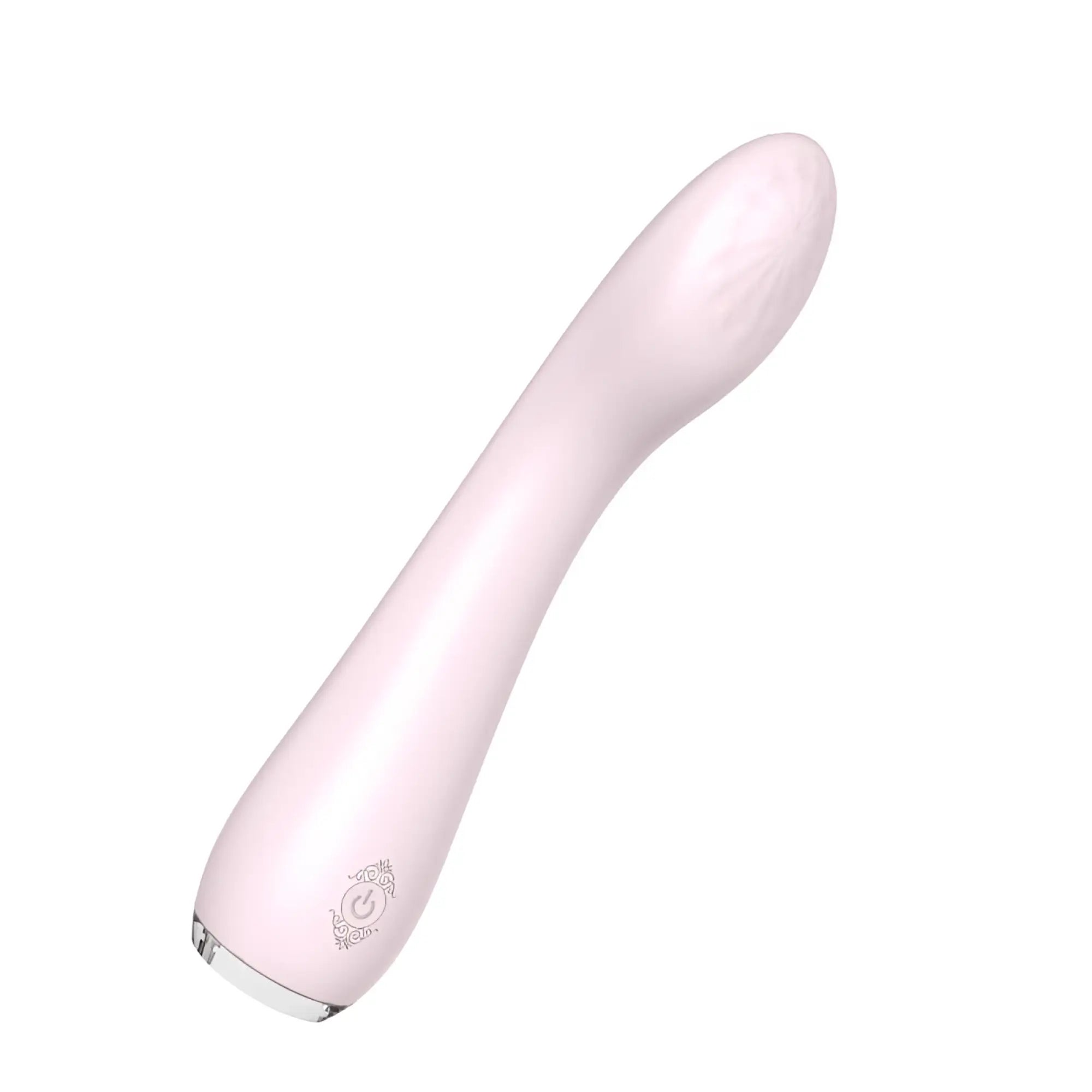 S-hande lisa massager orchid sleek pale pink silicone vibrator with smooth curved design and silver metallic base