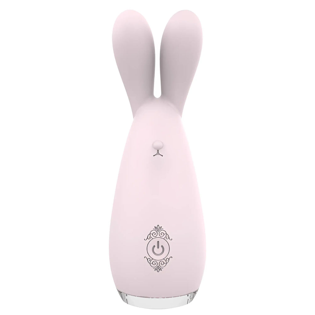 S-hande reba massager orchid pink bunny-shaped personal care device with smooth silicone texture and clear glass base