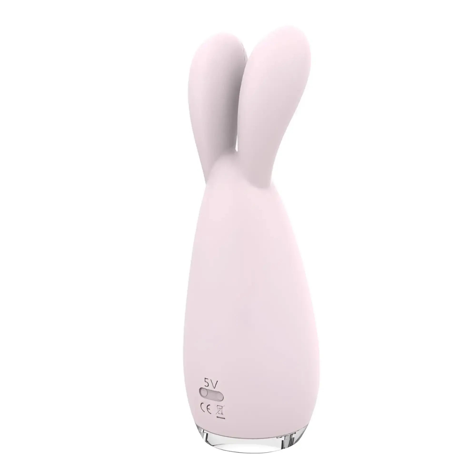S-Hande Reba Massager orchid pink silicone rabbit vibrator with clear glass base and 5v marking for personal use