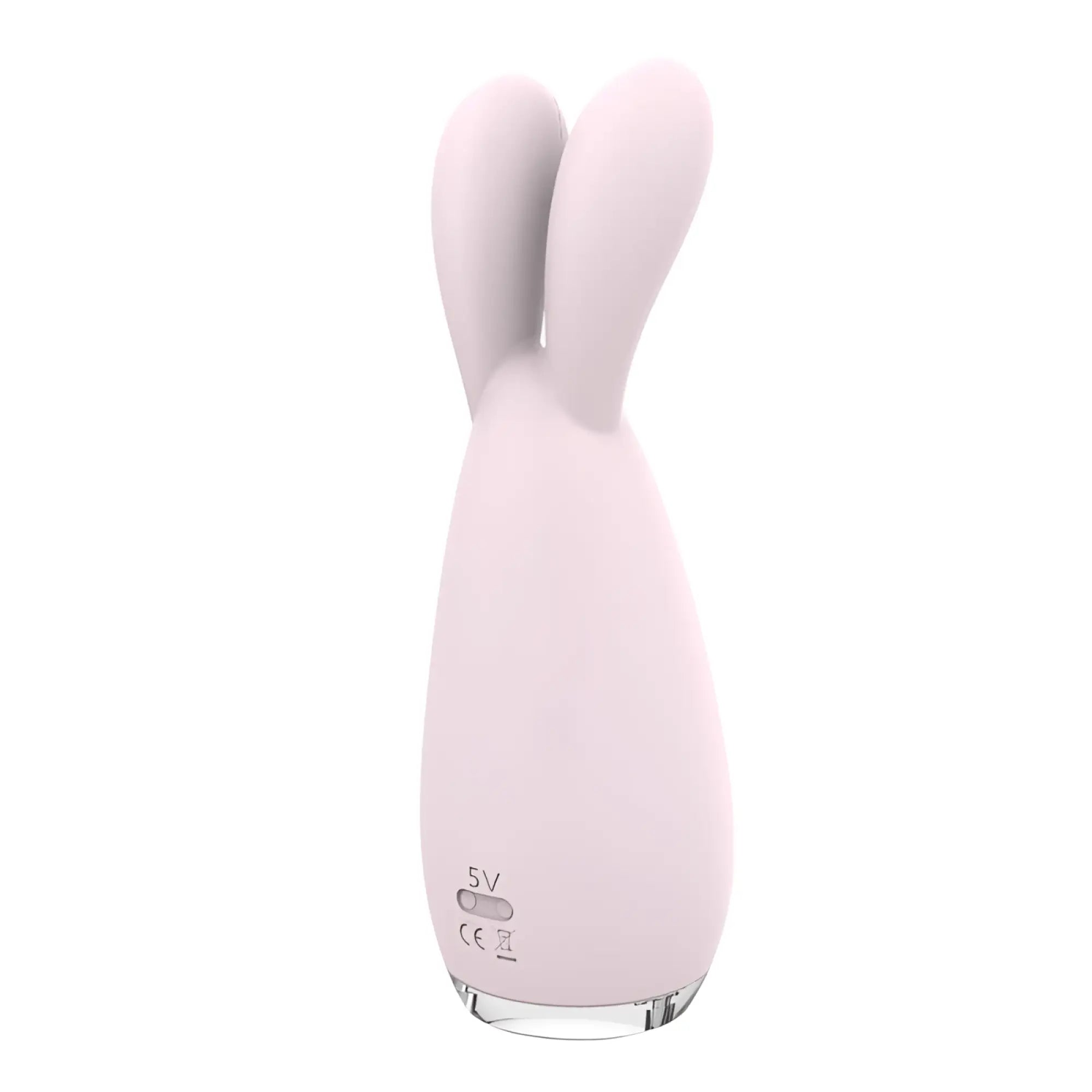 S-Hande Reba Massager orchid pink silicone rabbit vibrator with clear glass base and 5v marking for personal use
