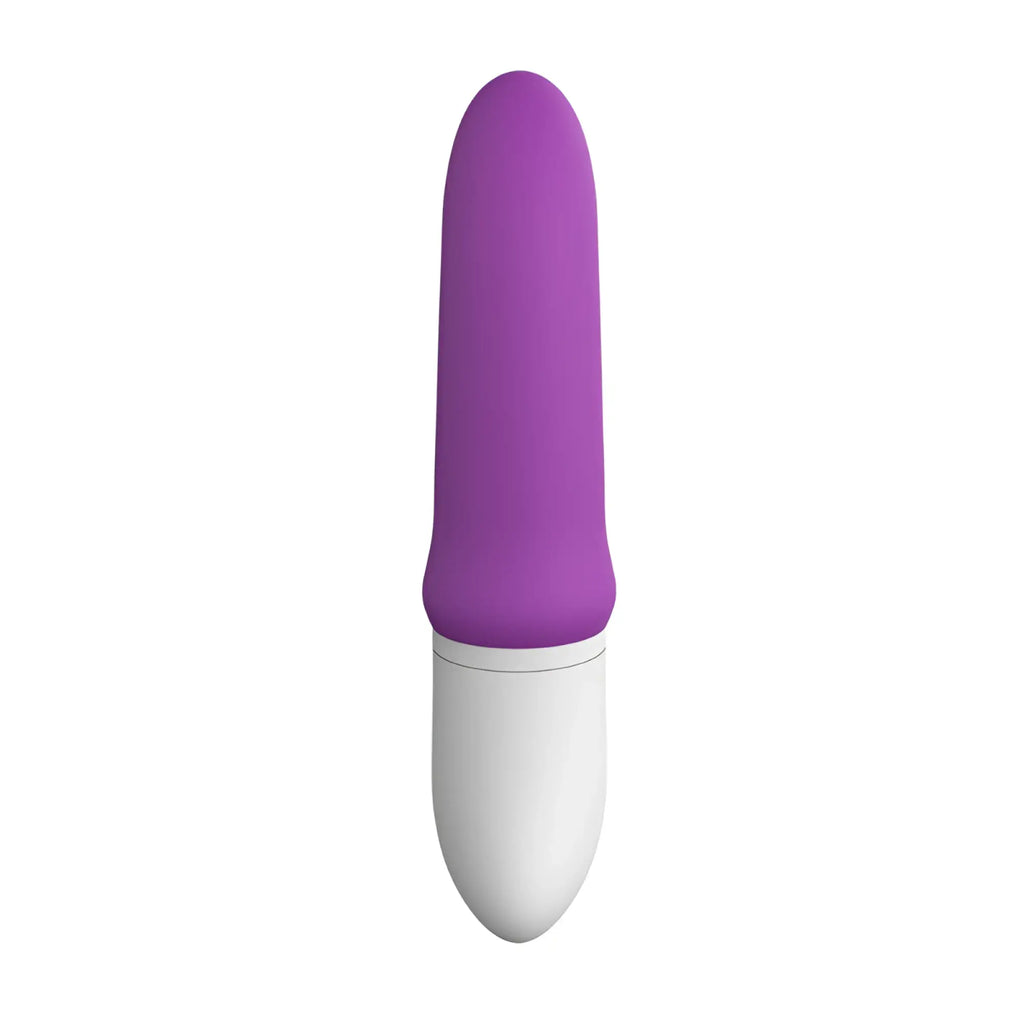 Purple and white silicone s-hande sparta ii vibrator with smooth tapered vibrato wand design