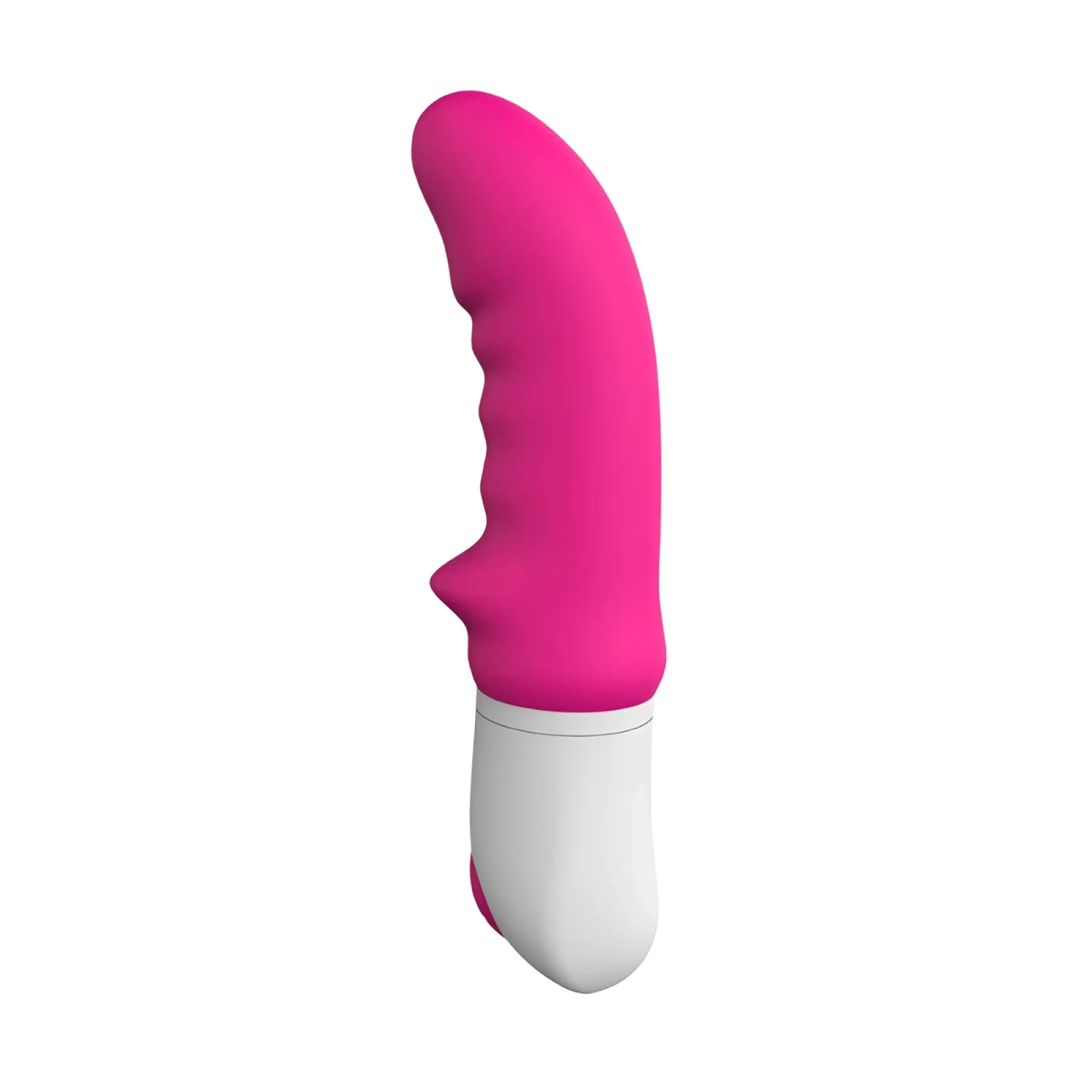 A vibrant pink and white silicone vibrator wand with textured grip from s-hande sparta ii series