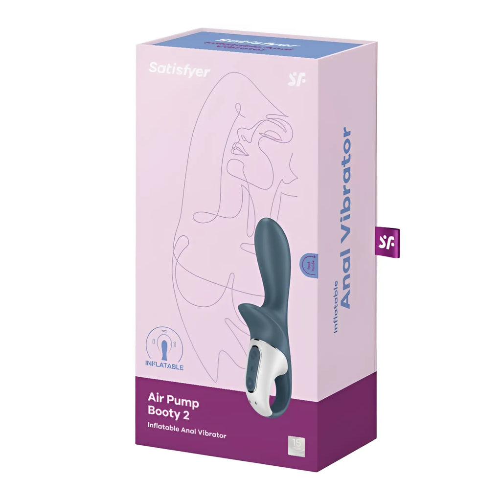 Satisfyer air pump booty 2 inflatable anal vibrator in dark grey with sleek ergonomic design and white accents