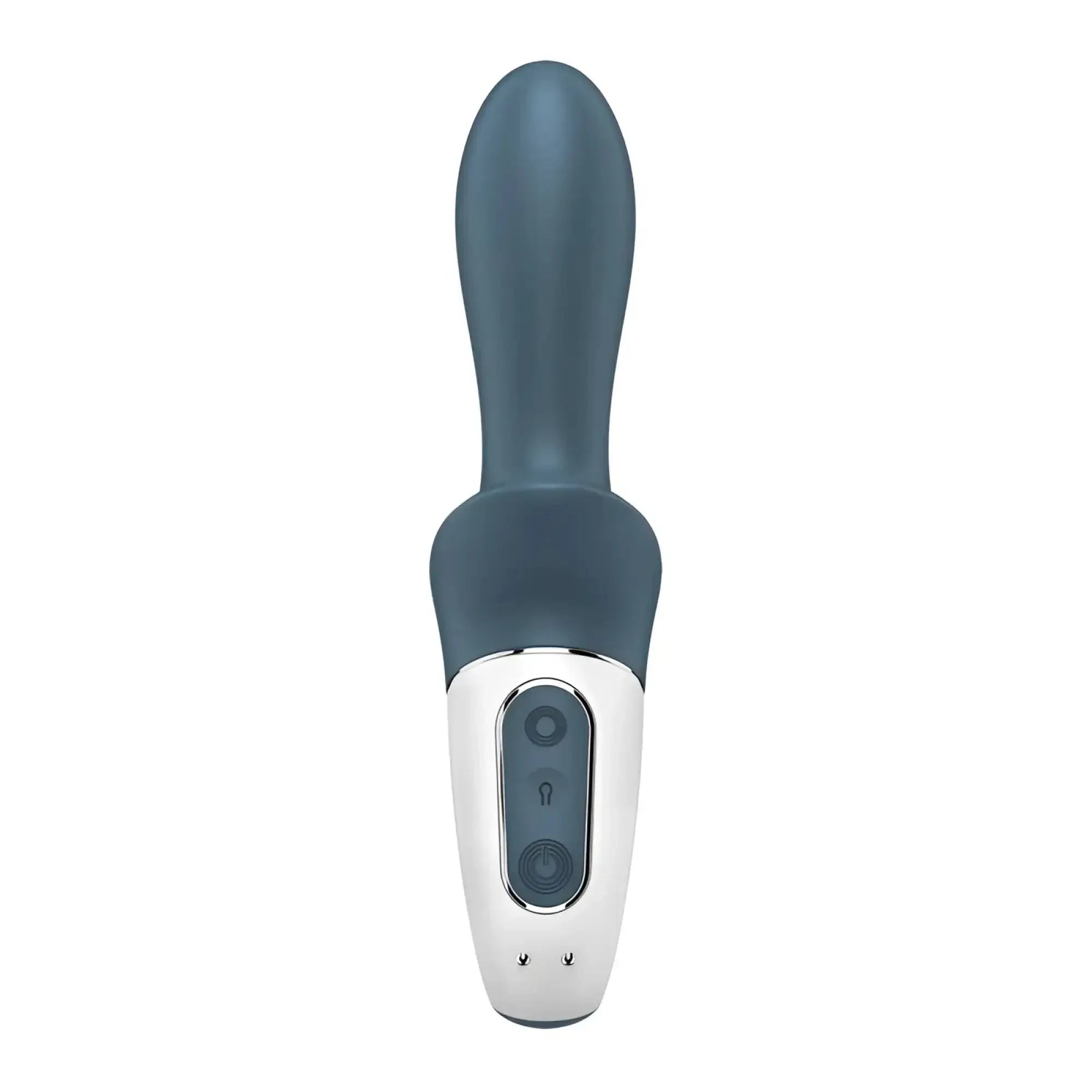 Satisfyer Air Pump Booty 2 dark grey sleek matte teal and white silicone vibrato with ergonomic handle and control panel