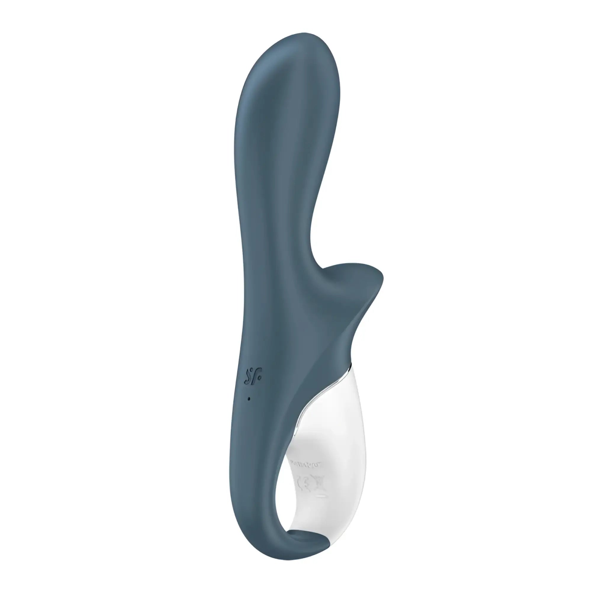 A sleek matte teal silicone satisfyer air pump booty 2 with smooth ergonomic design and transparent white base