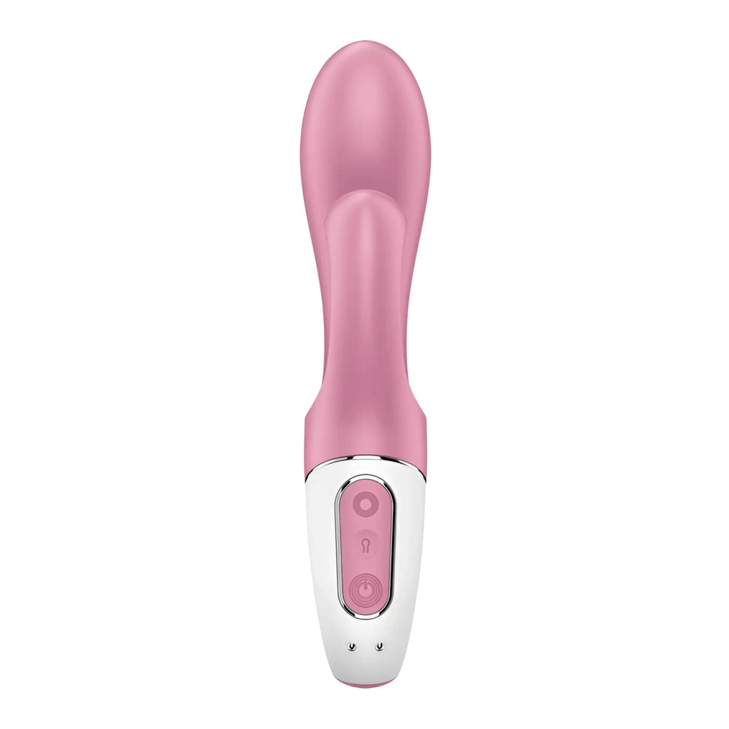 Pink and white silicone vibrato wand with sleek ergonomic design from satisyer air pump bunny 2 pink product line